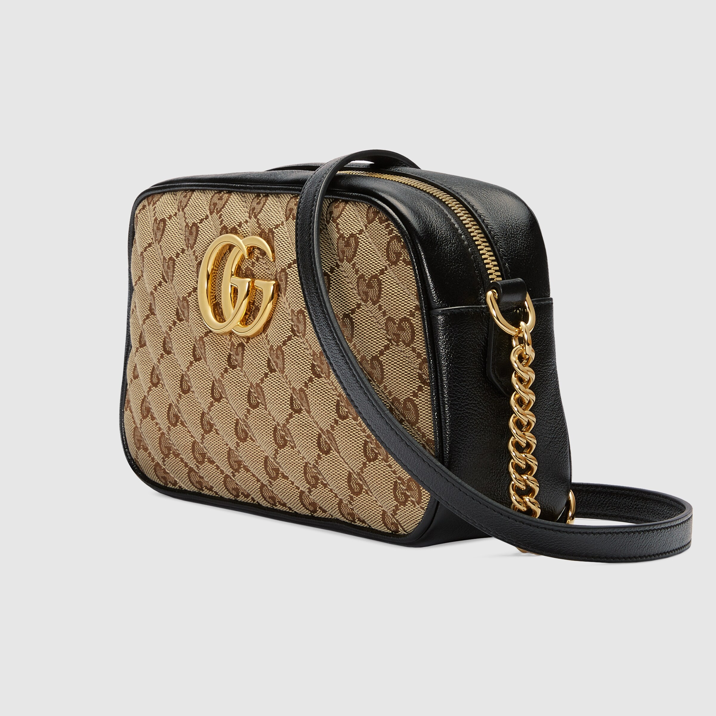 gucci black gg canvas shoulder bag