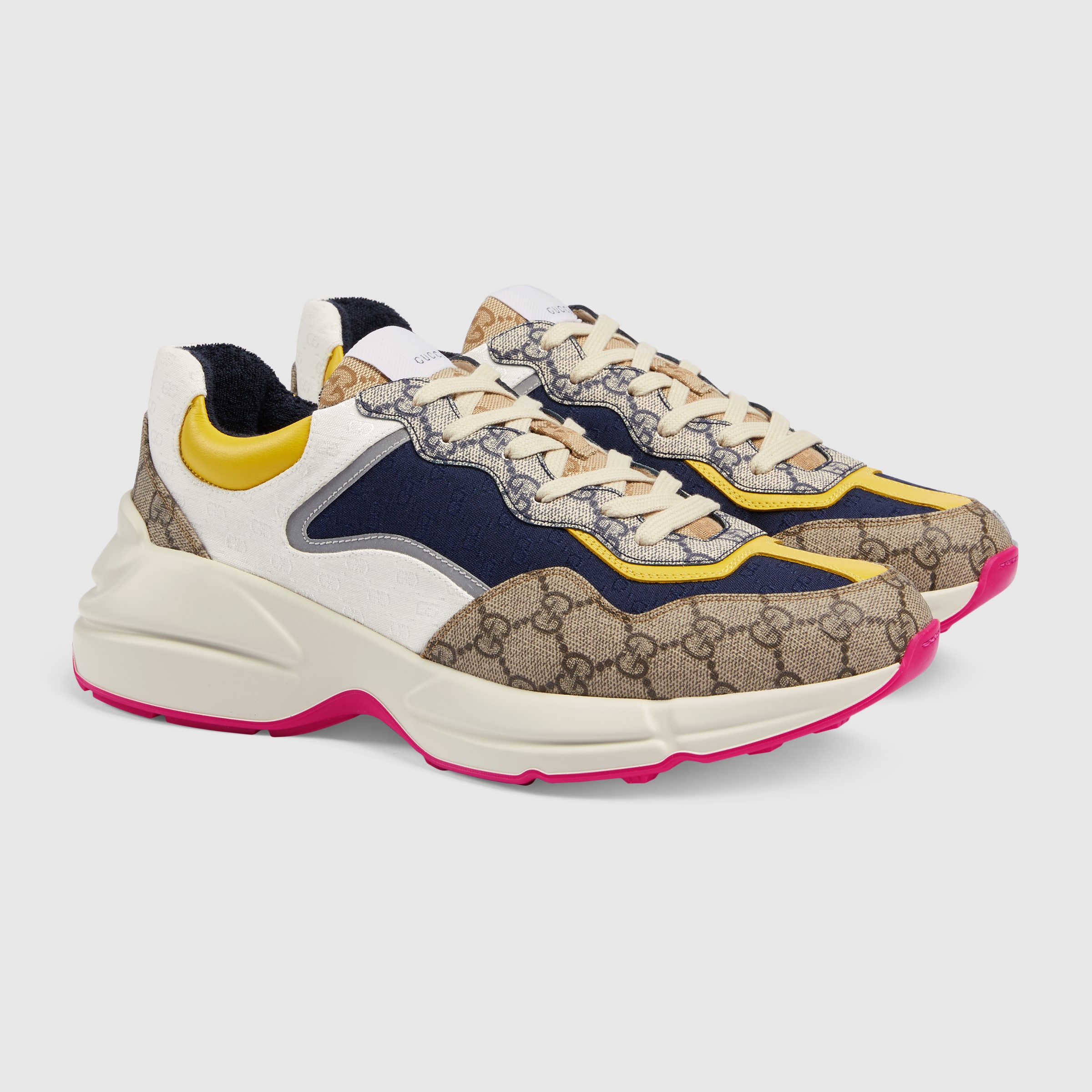 Baskets GG Rhyton pour homme en toile Original GG beige/ébène GUCCI® FR