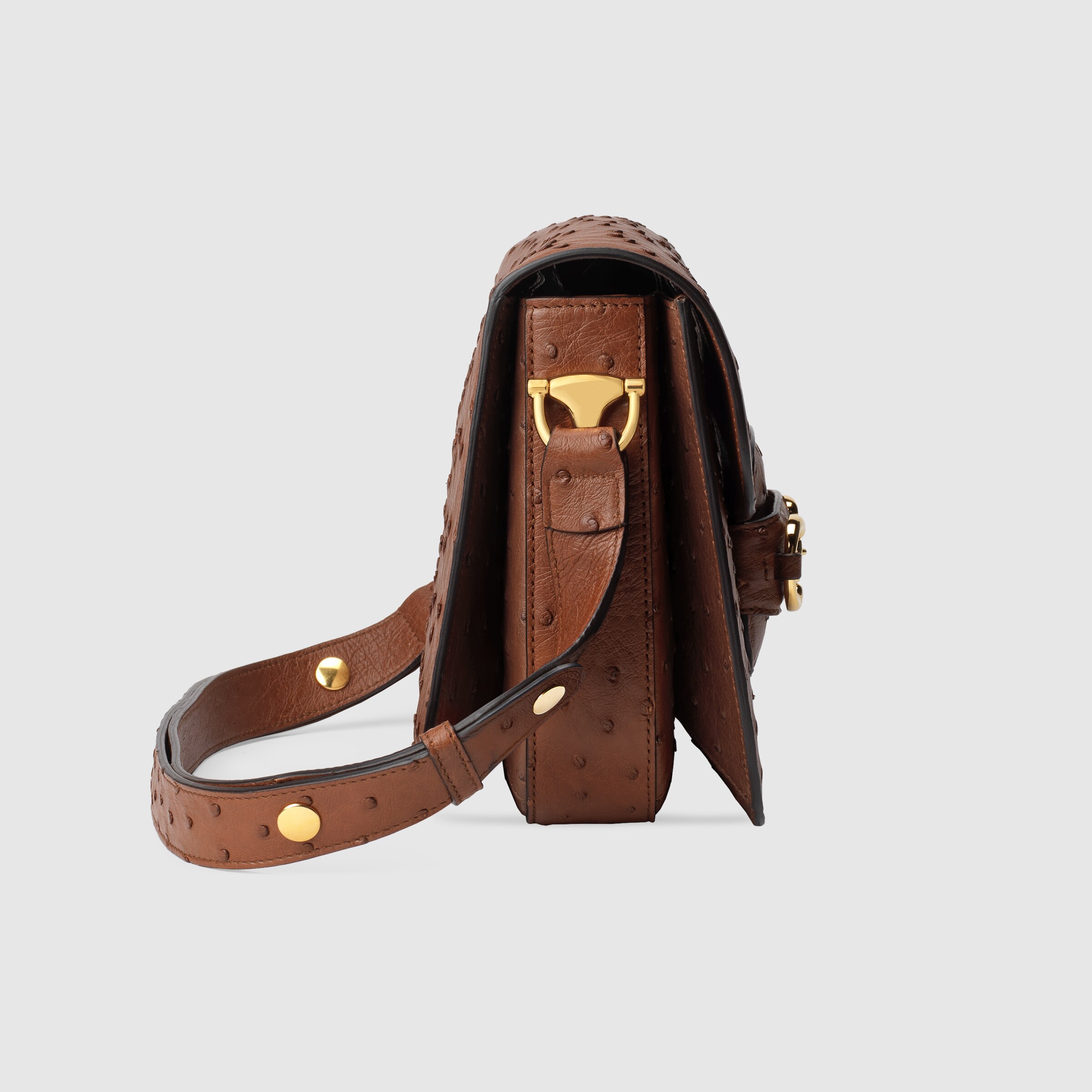 Brown Ostrich Gucci 1955 Horsebit Shoulder Bag GUCCI® US