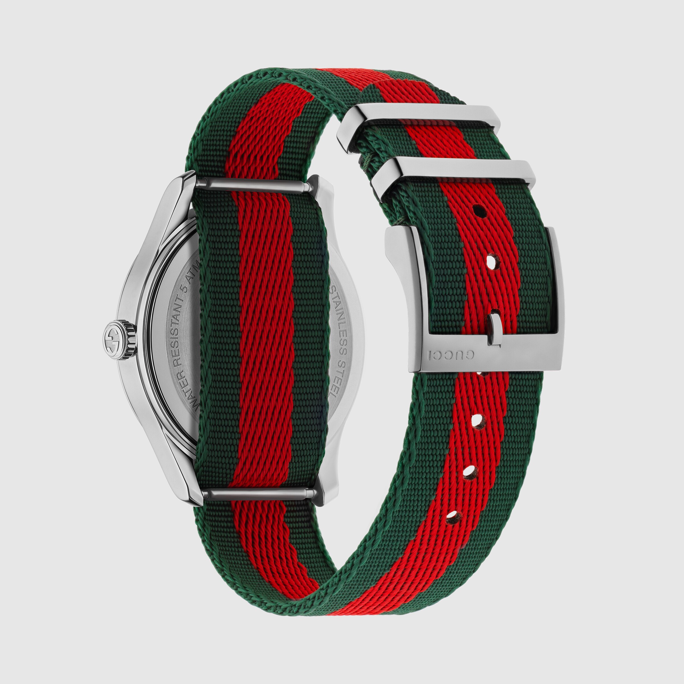 G Timeless Watch 38mm In Green And Red Nylon And Steel Gucci® Us 9280