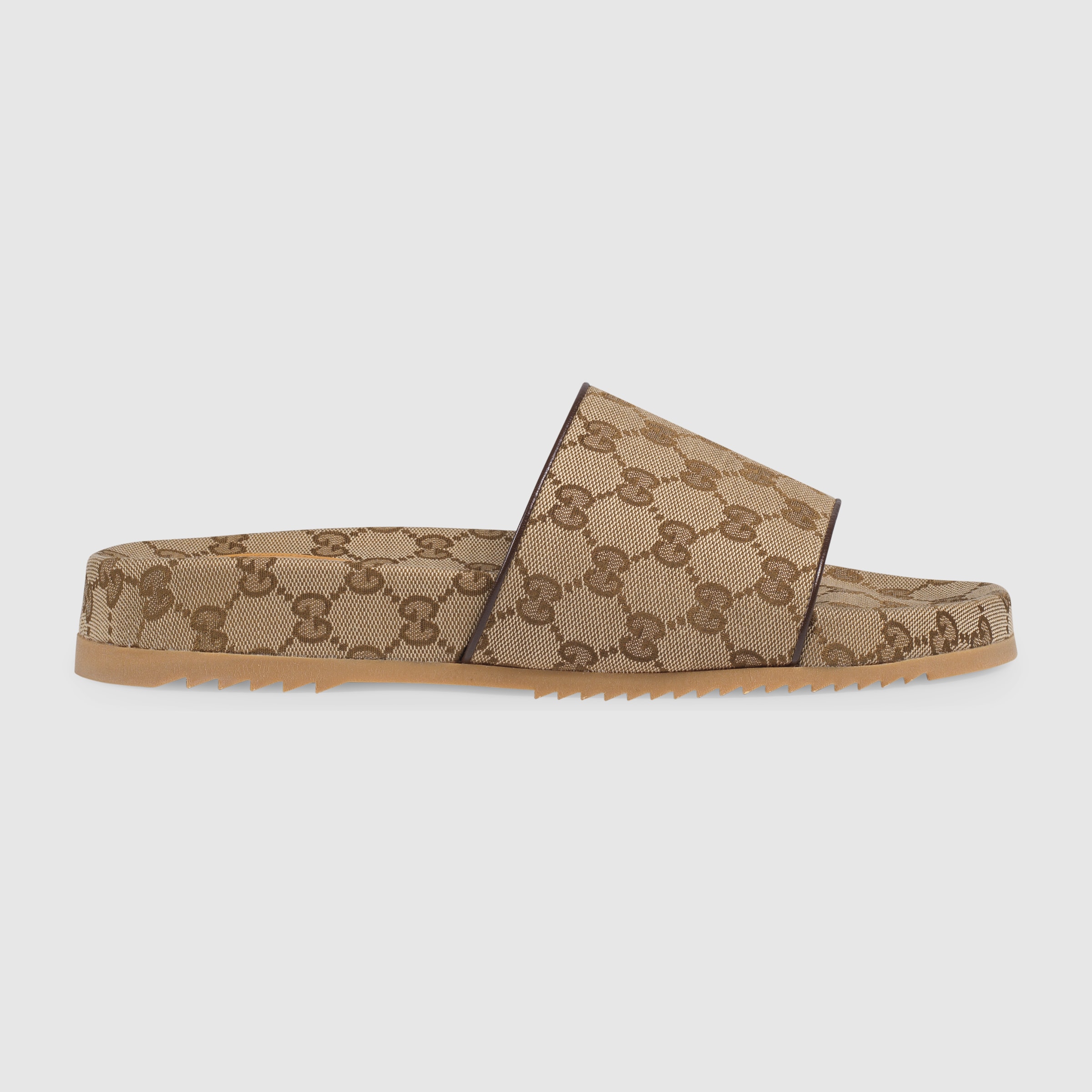 Men's GG canvas slide sandal in beige/ebony GG canvas | GUCCI® NL