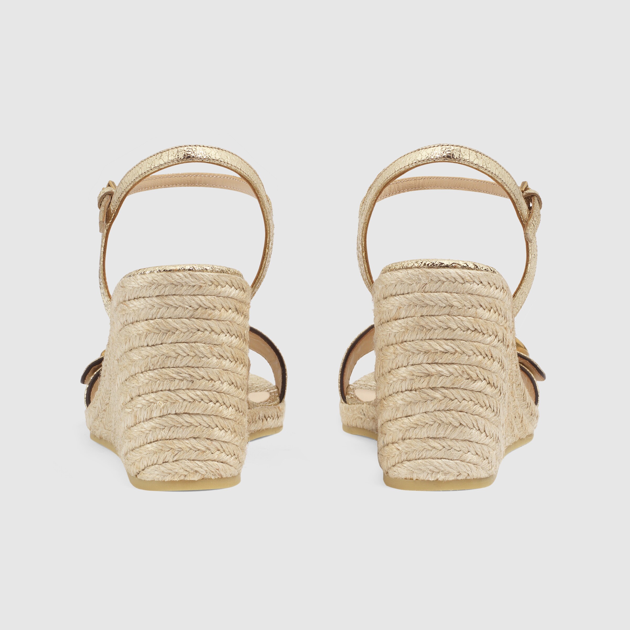 Gold Women's espadrille sandal with Double G GUCCI® AE