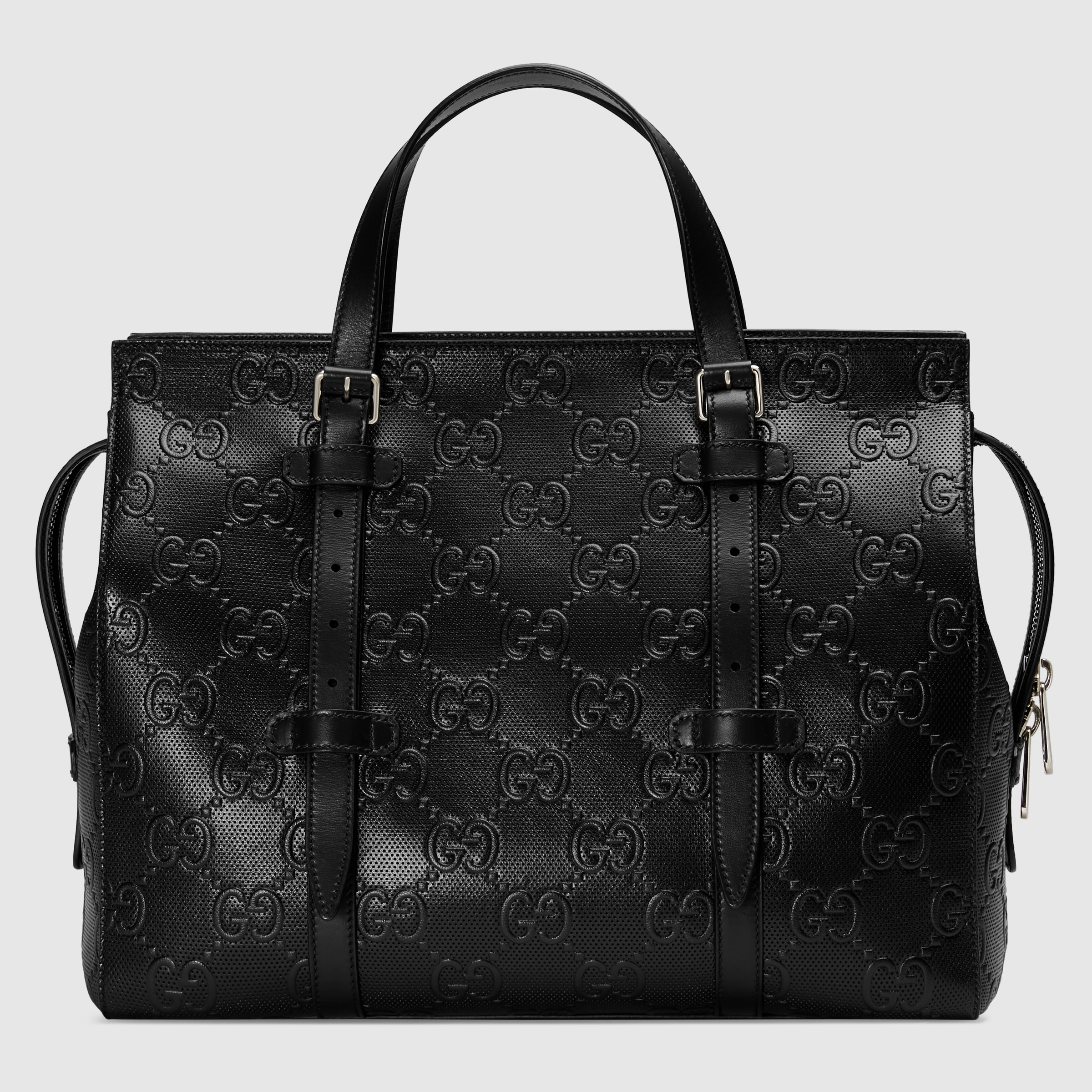 GG embossed tote bag in black leather GUCCI® TR