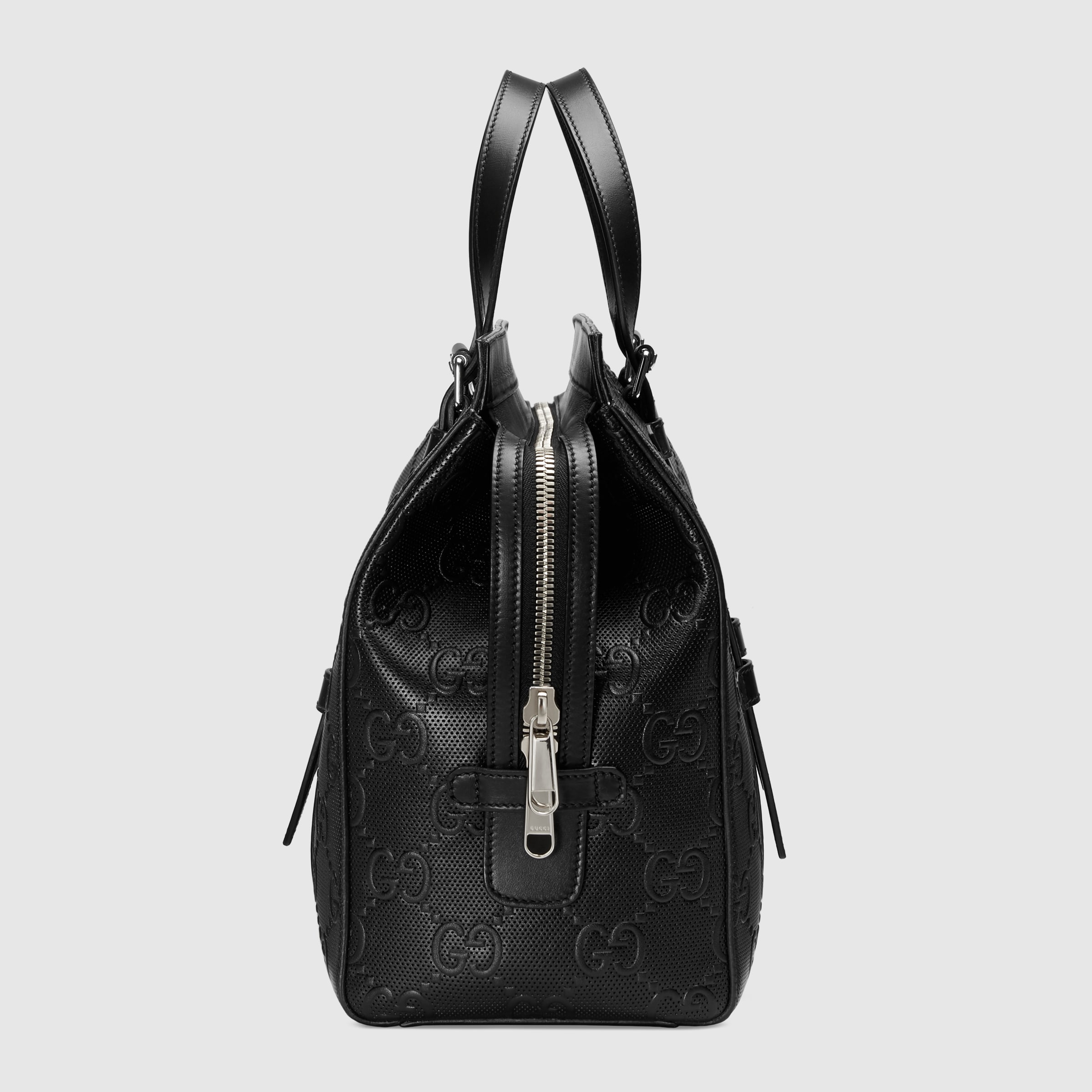 GG embossed tote bag in black leather GUCCI® BE