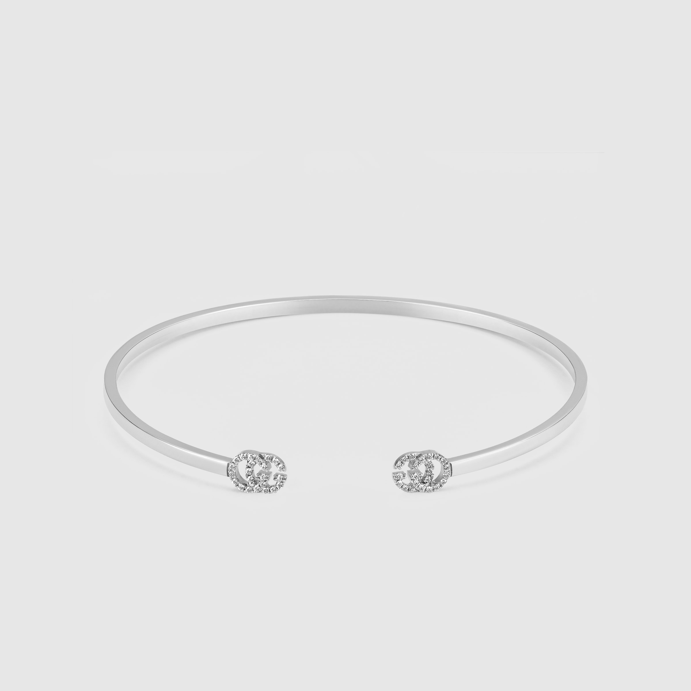 GG Running 18k cuff with diamonds in white gold | GUCCI® US