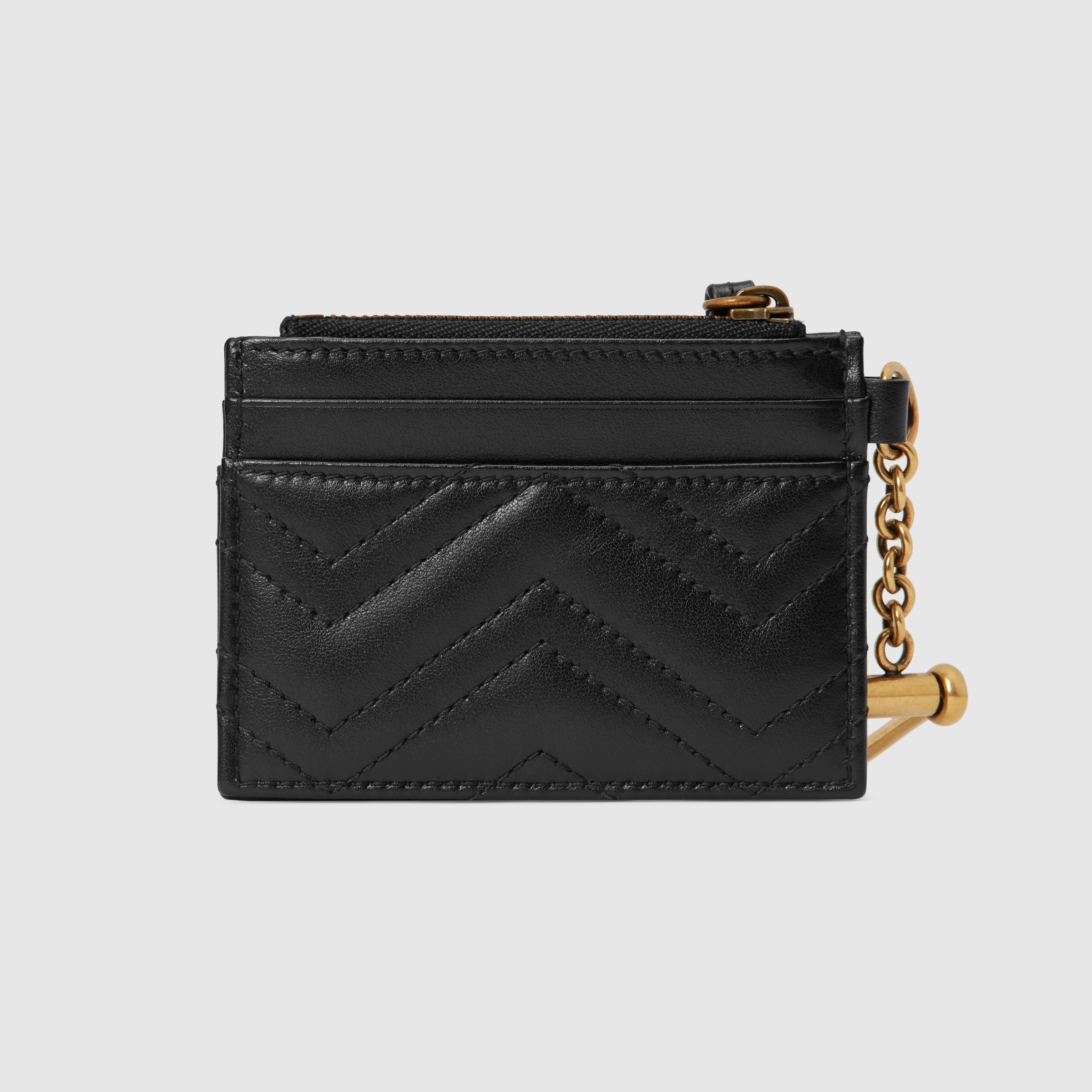 GG Marmont keychain wallet in black leather | GUCCI® US