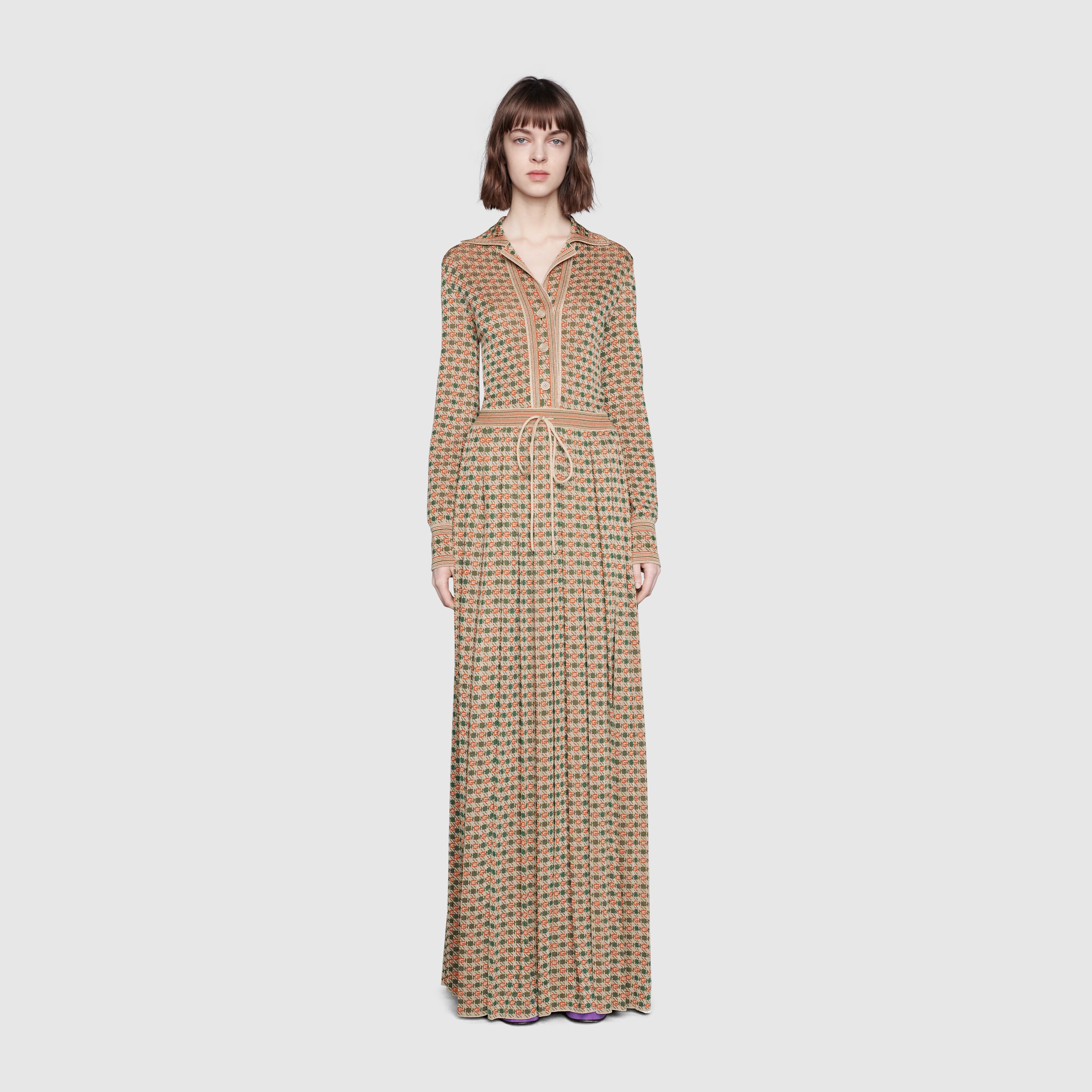 Robe Longue En Lamé De Viscose G Carré Gucci® Fr