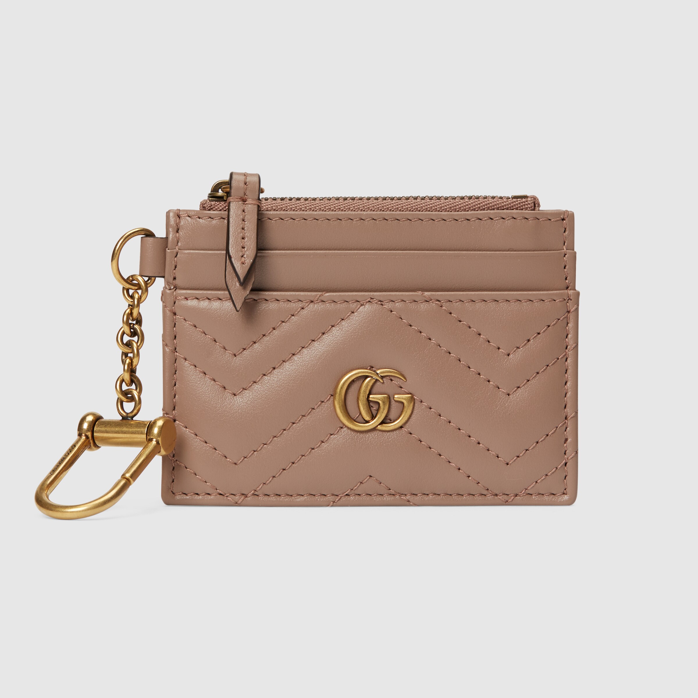 GG Marmont keychain wallet in dusty pink leather GUCCI® UK