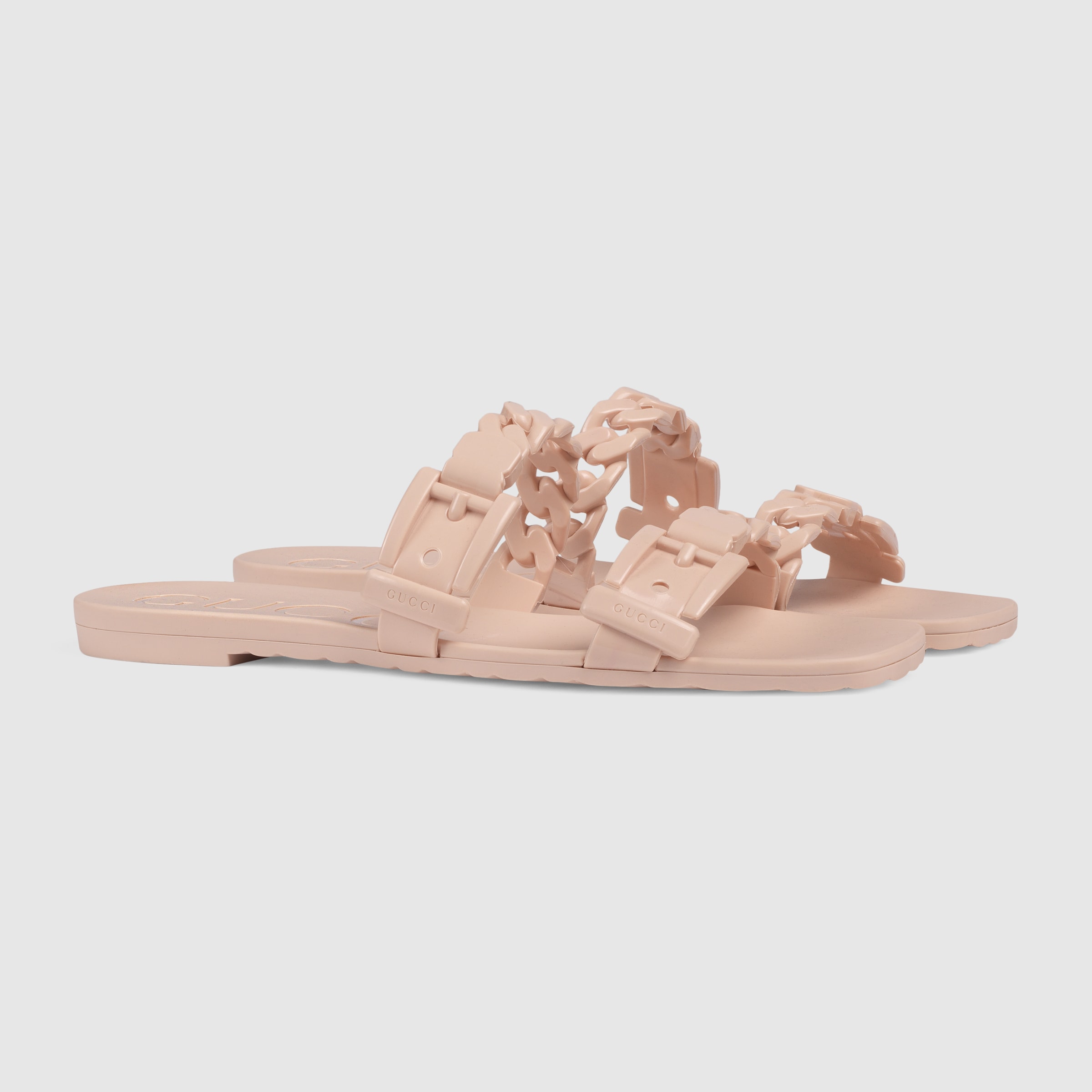 Women's rubber slide sandal in light pink rubber GUCCI® US