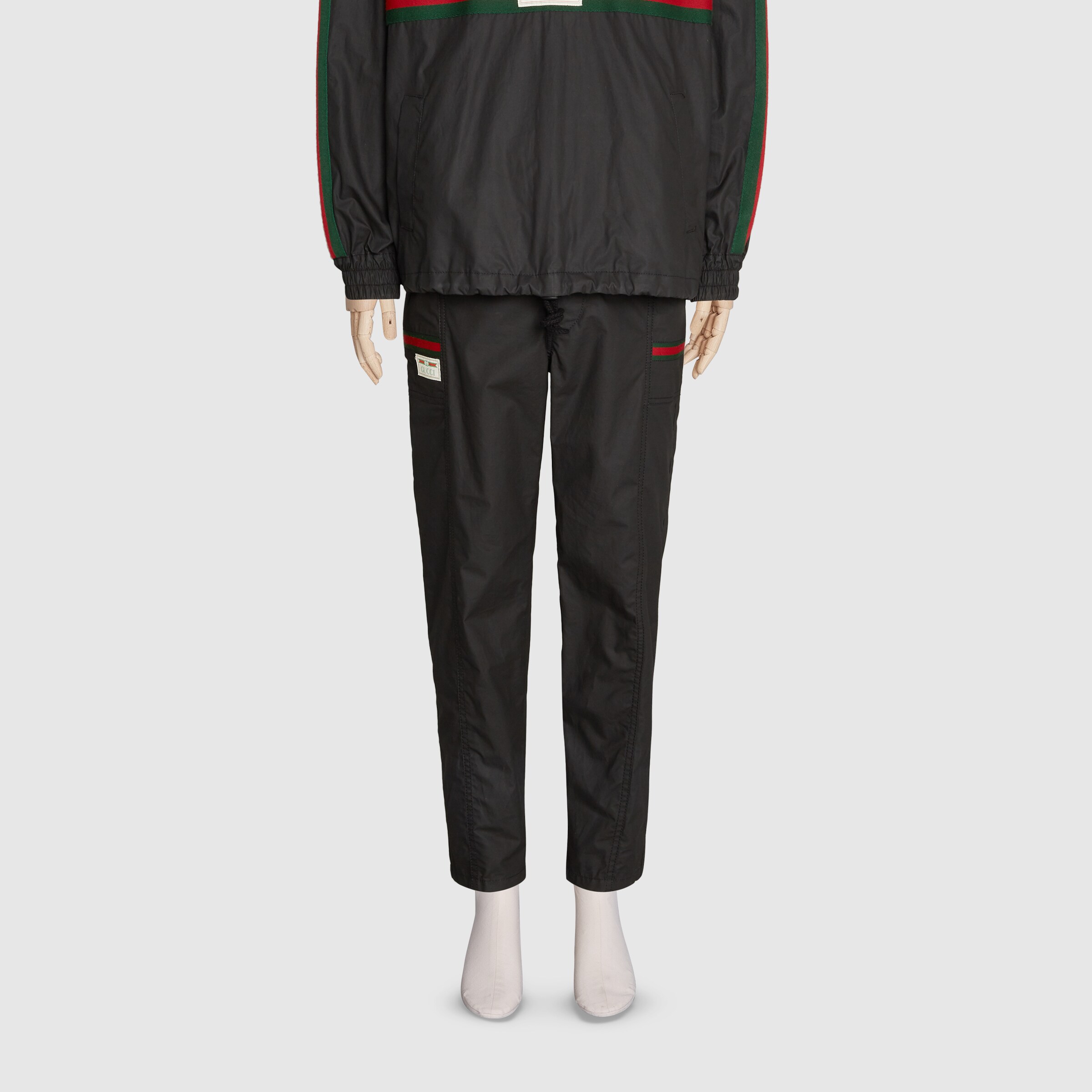 Coated cotton pant with Gucci label in black GUCCI® US