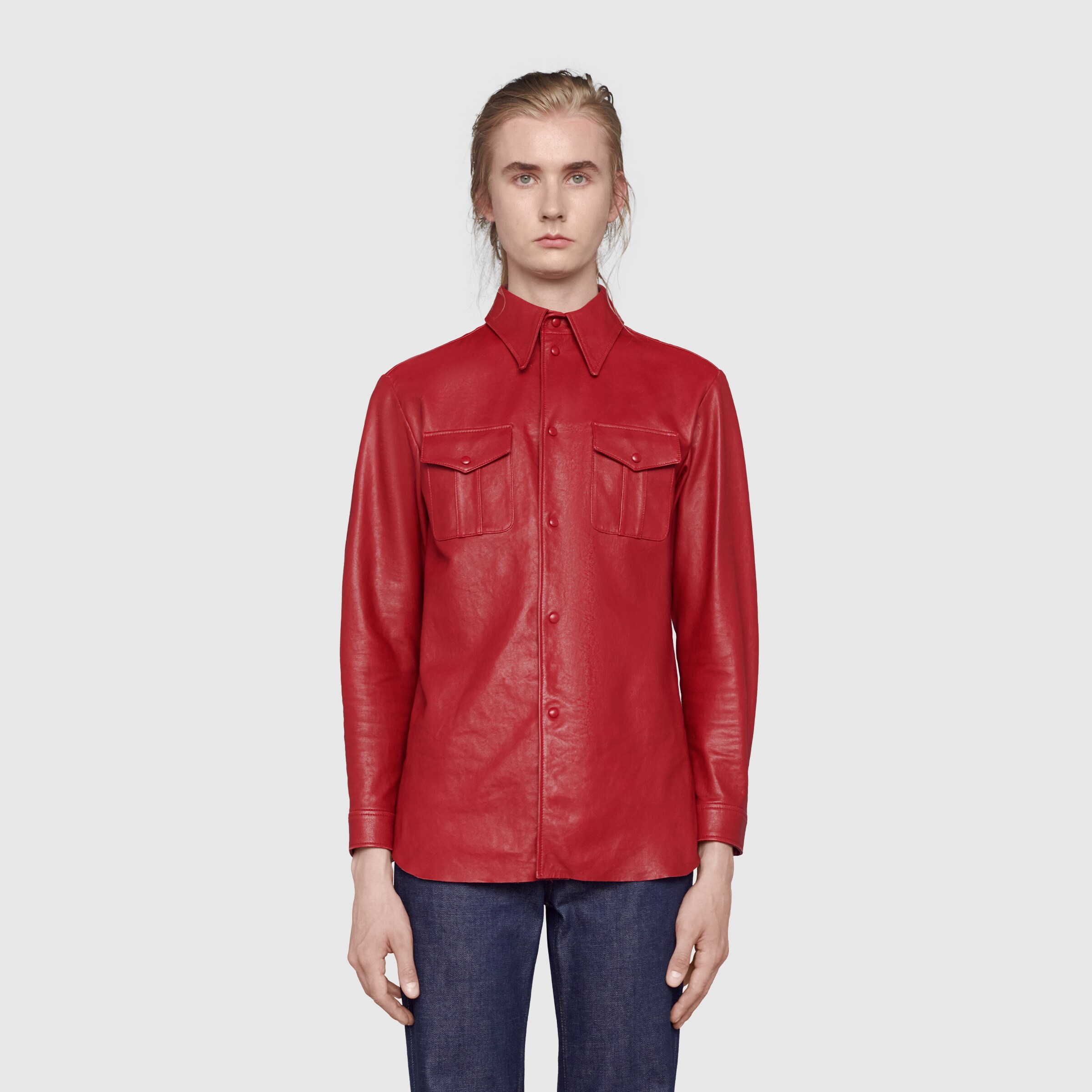 red gucci collar shirt