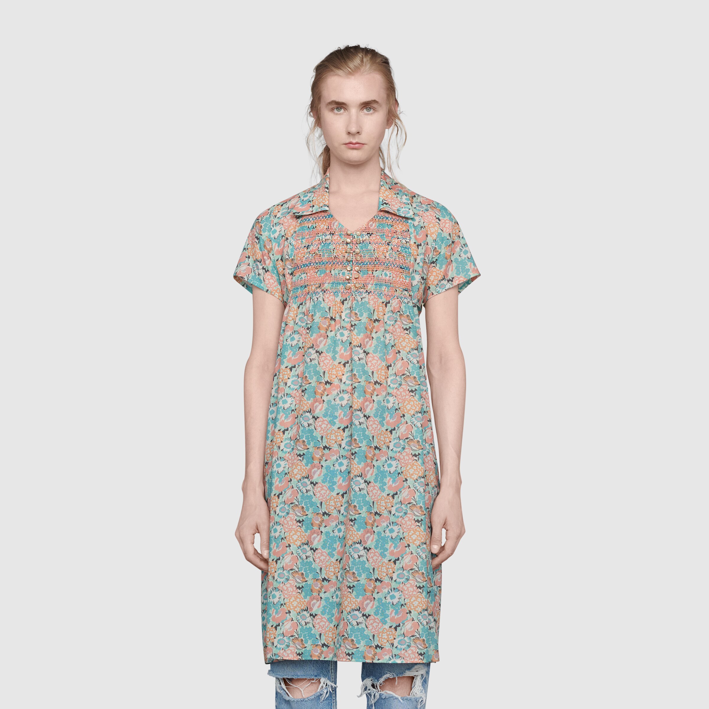 floral long shirt