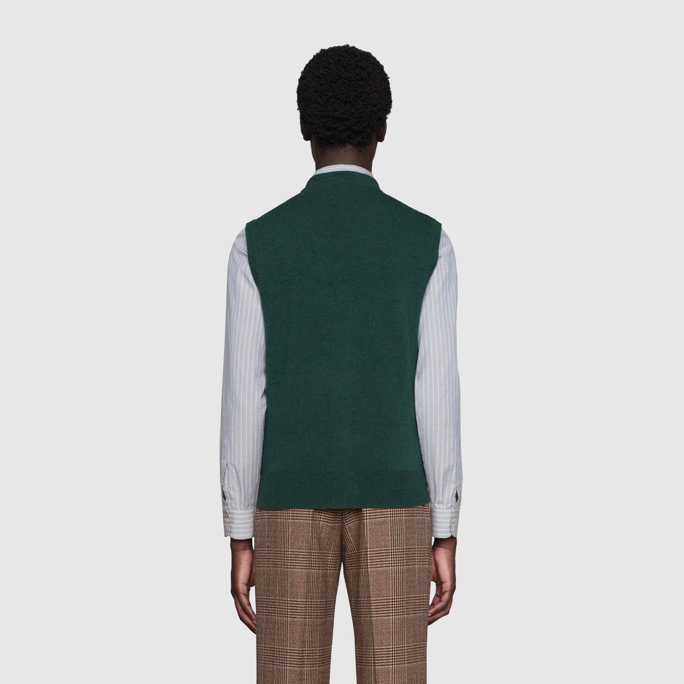 Green GG argyle knit wool vest GUCCI® US