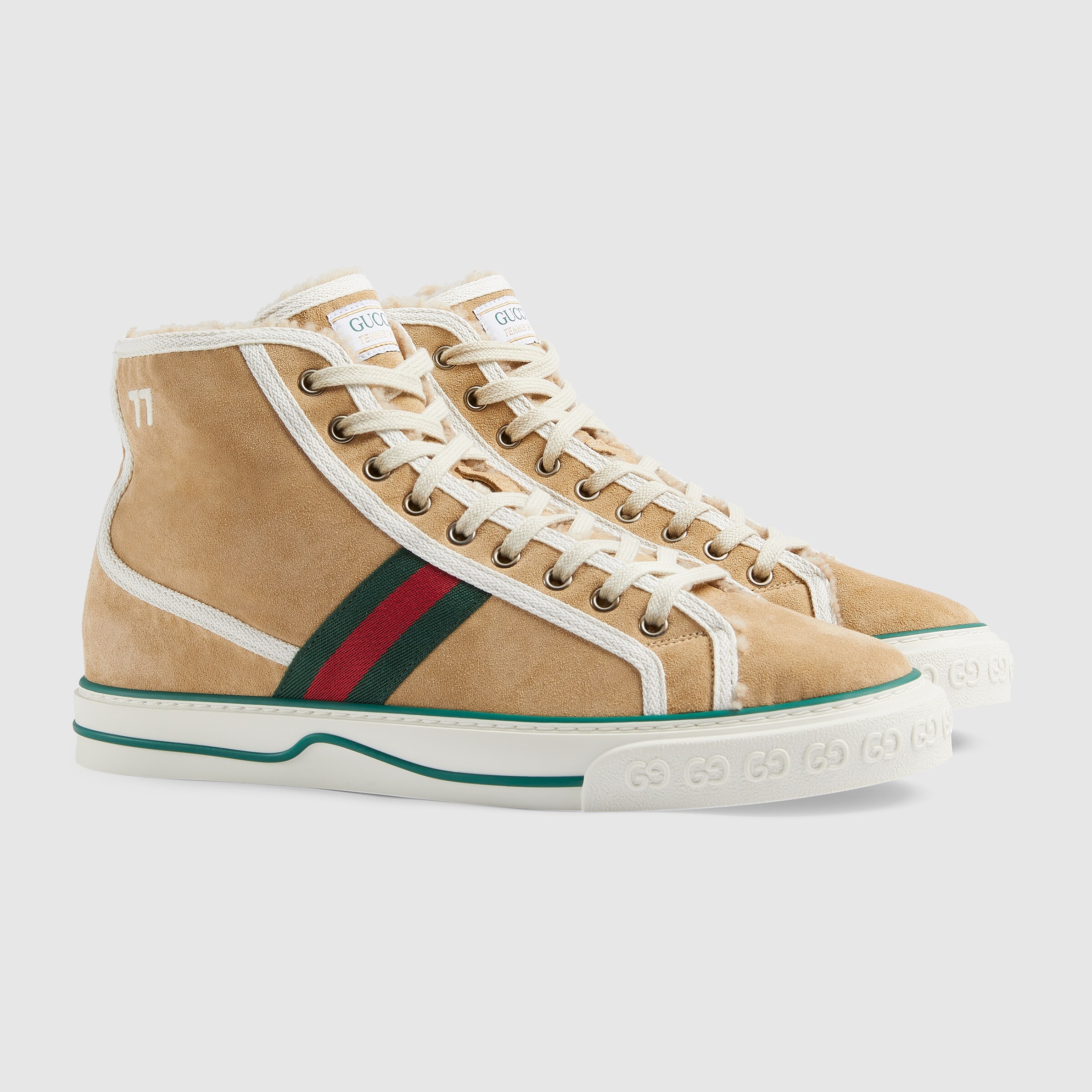 Men's Gucci Tennis 1977 HighTop Sneaker In Beige Suede GUCCI® US