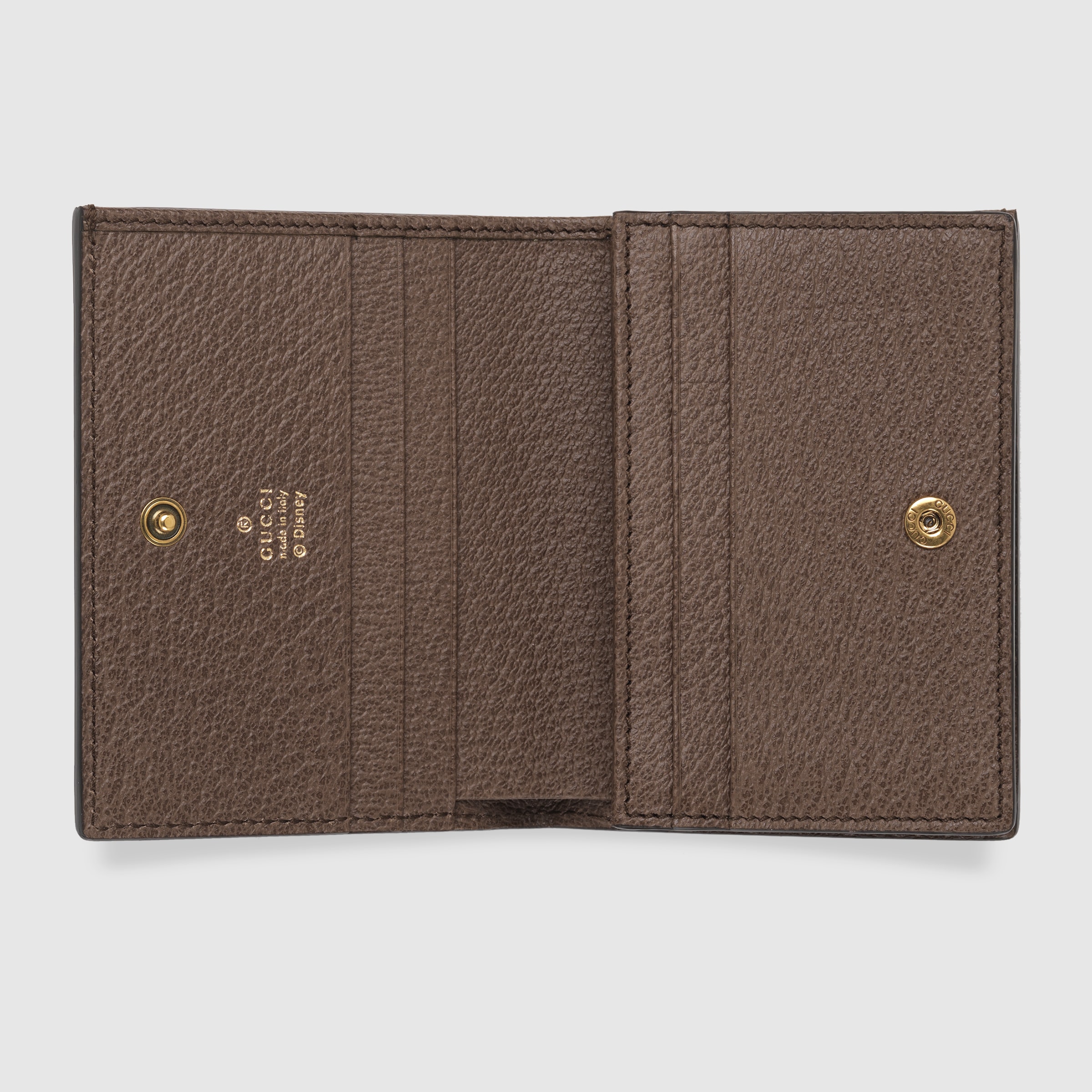 Disney x Gucci Donald Duck Card Case Wallet In Beige & Ebony GG Supreme