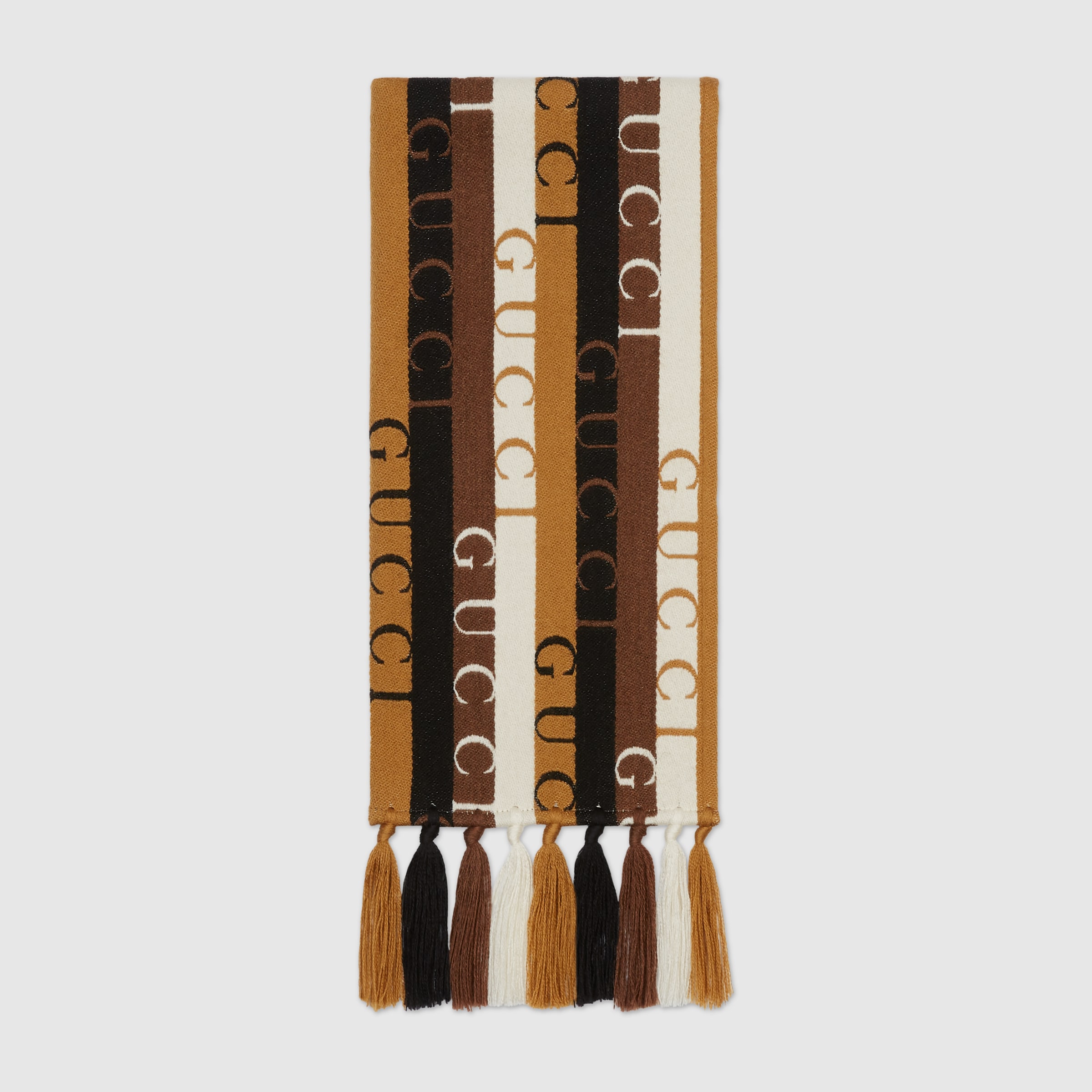 Gucci Stripe Wool Scarf In Dark Brown & Light GUCCI® Canada
