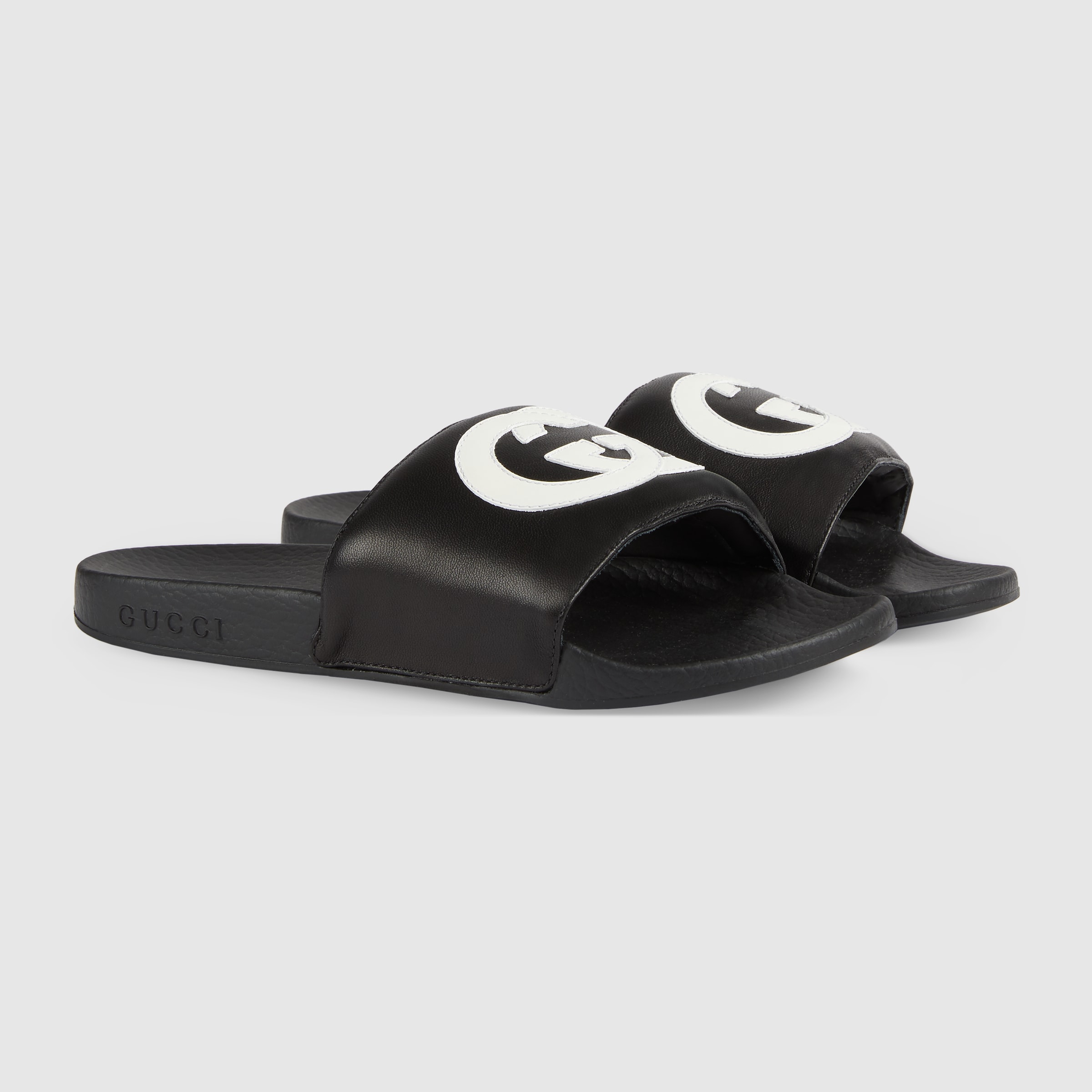 gucci men's genuine leather slide sandals