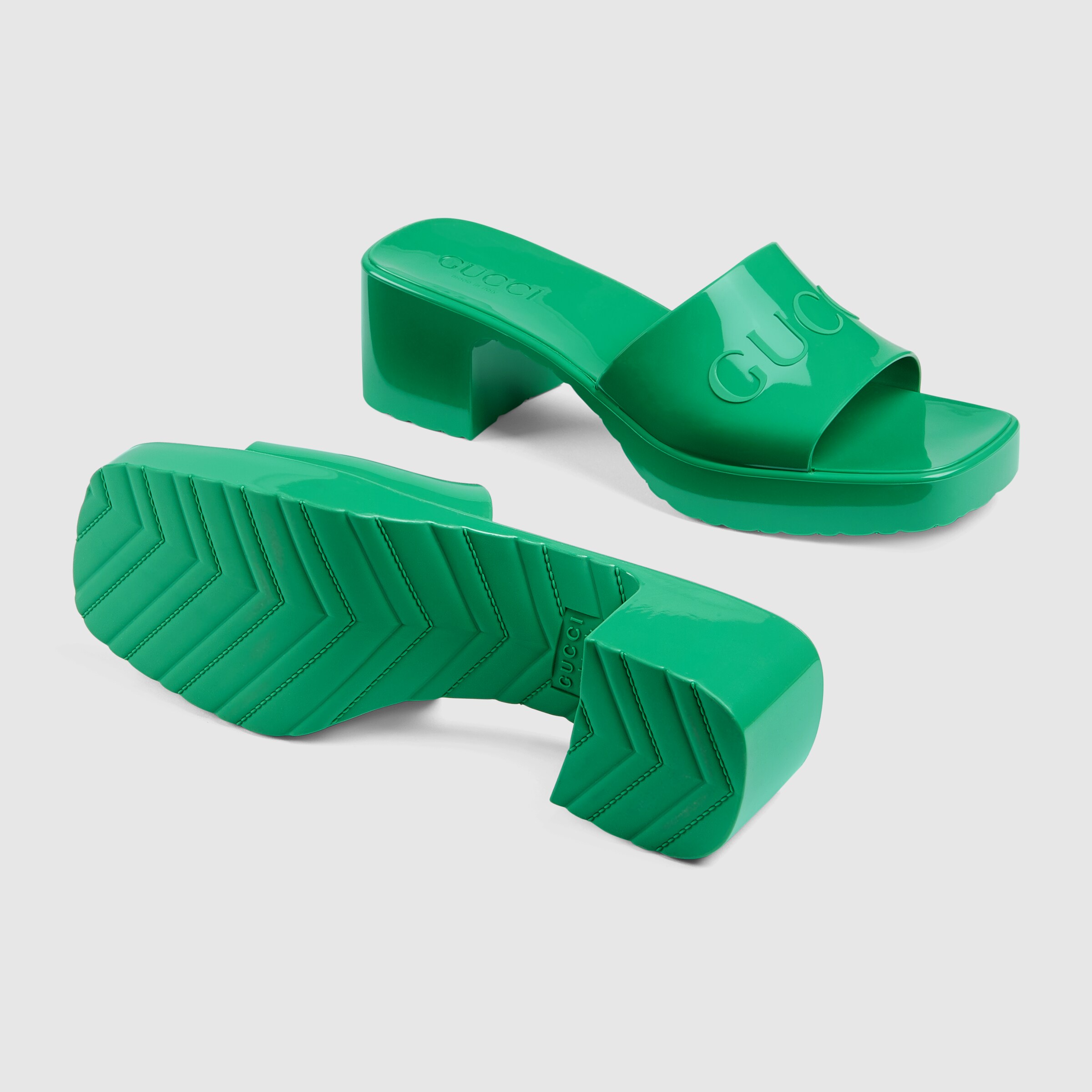 Green Women's slide sandal with Gucci logo GUCCI® US