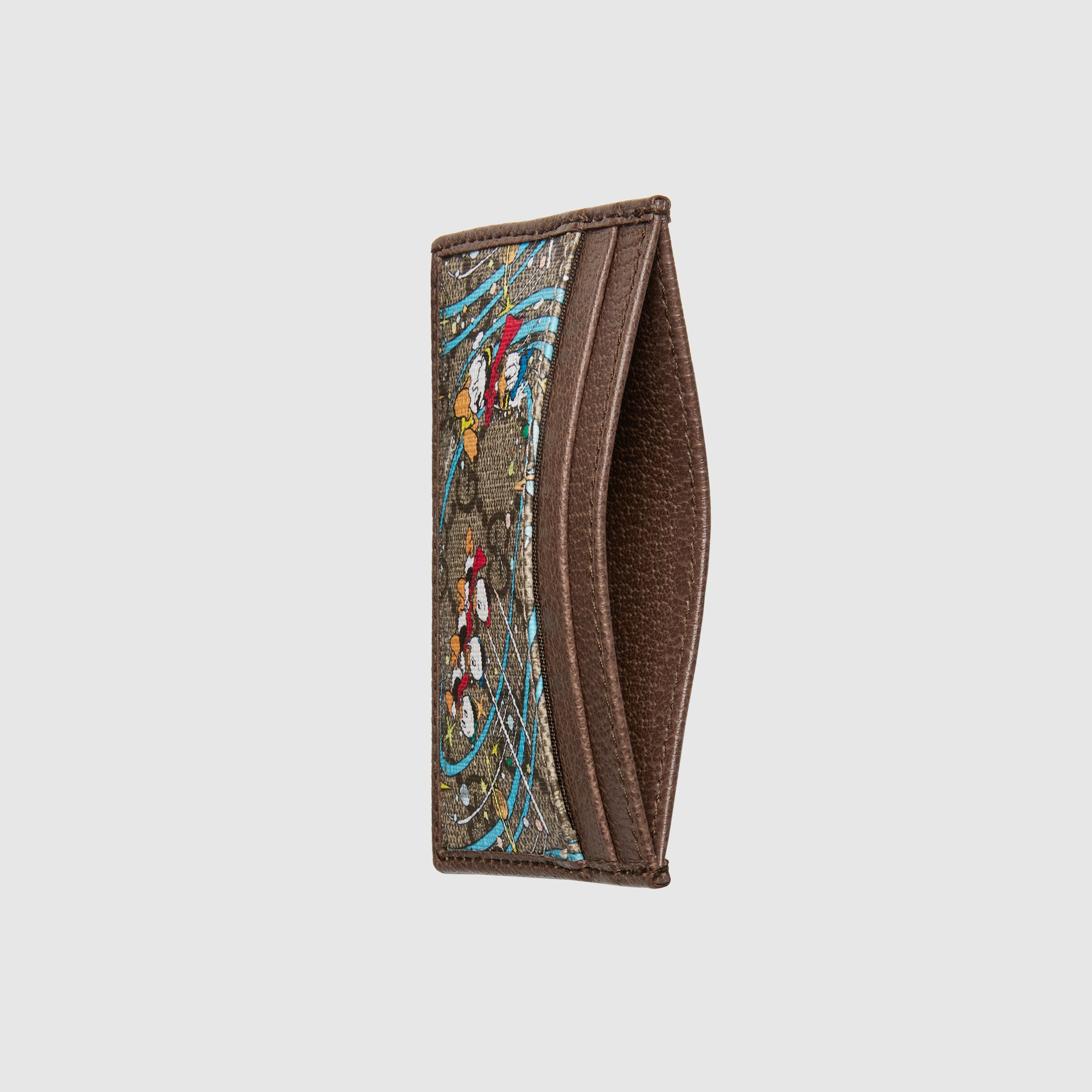 Disney x Gucci Donald Duck Card Case In Beige & Ebony GG Supreme