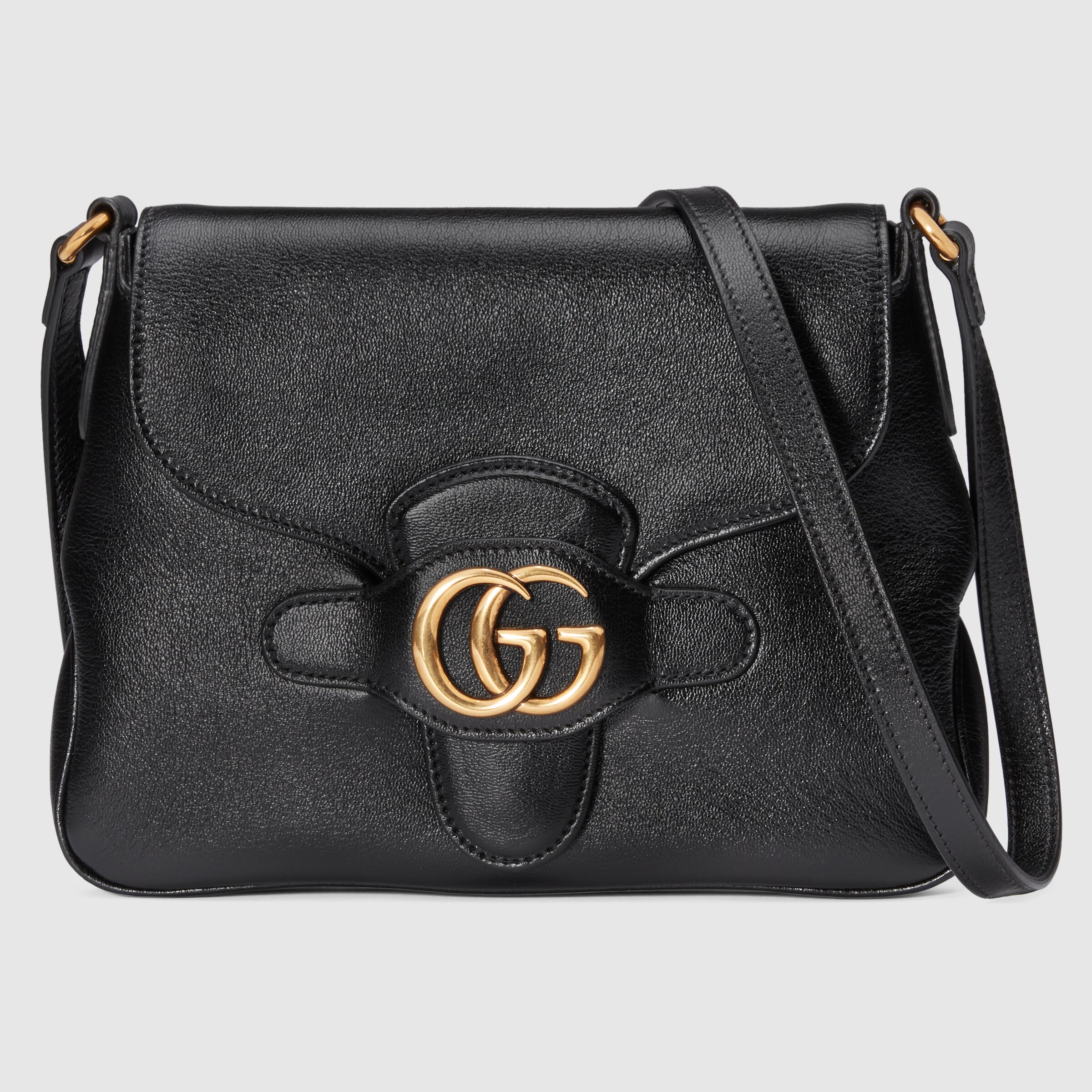 Small messenger bag with Double G in black leather GUCCI® Australia