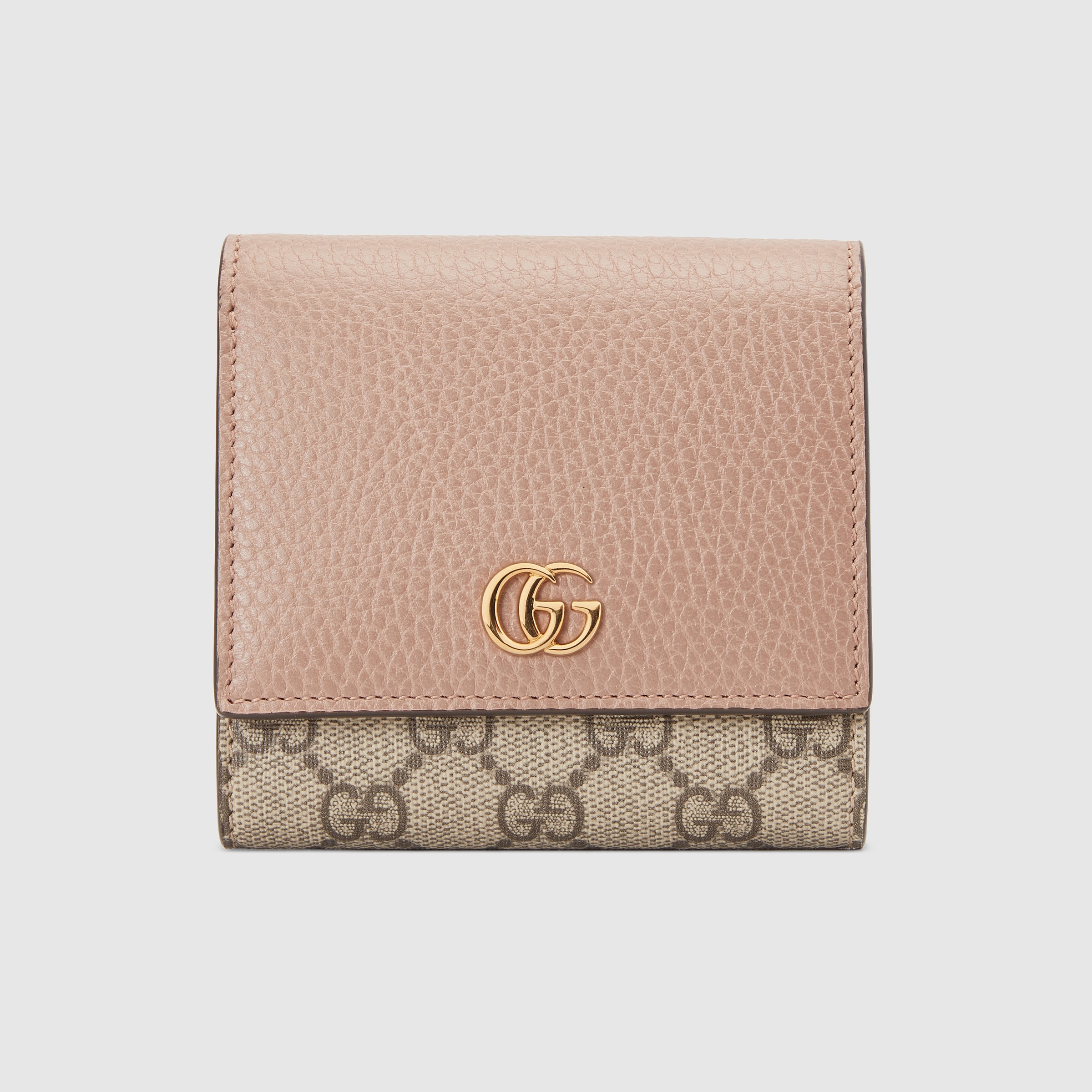 GUCCI　ダブルGバイカラーキーケース　ダスティーピンクレザー＆GGスプリーム GUCCIダブルGバイカラーキーケースダスティーピンクレザー＆GG