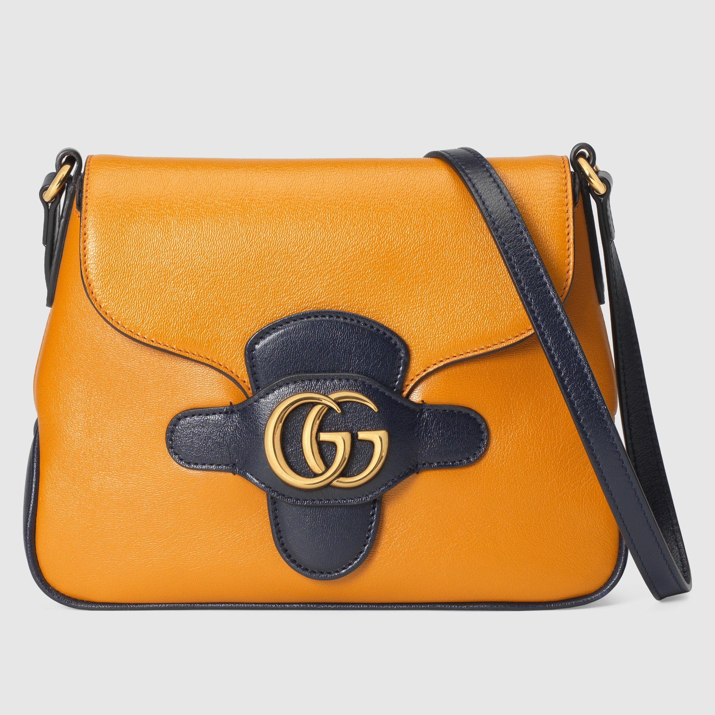 Small messenger bag with Double G in burnt orange leather GUCCI® UK