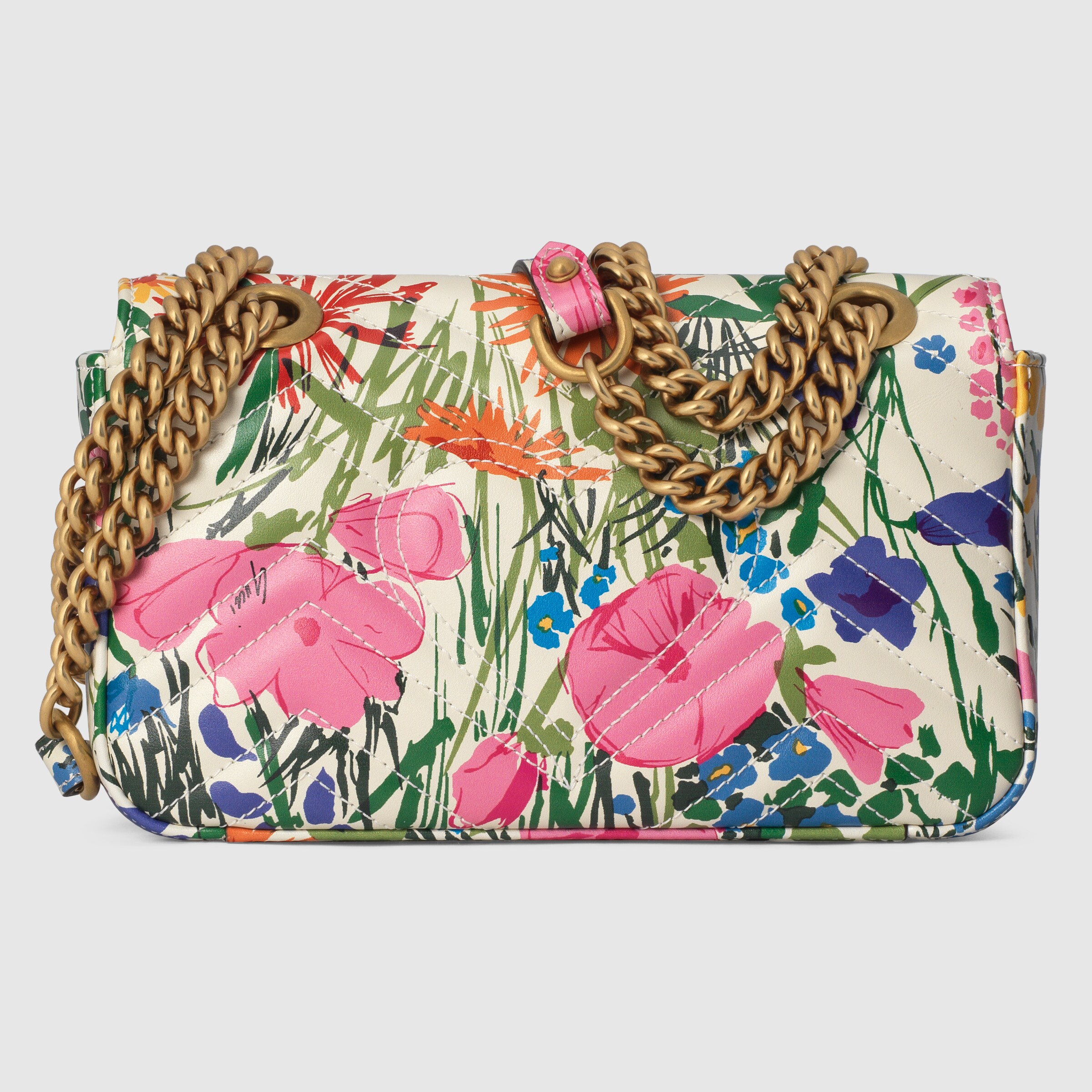 White Online Exclusive Ken Scott print GG Marmont mini shoulder bag