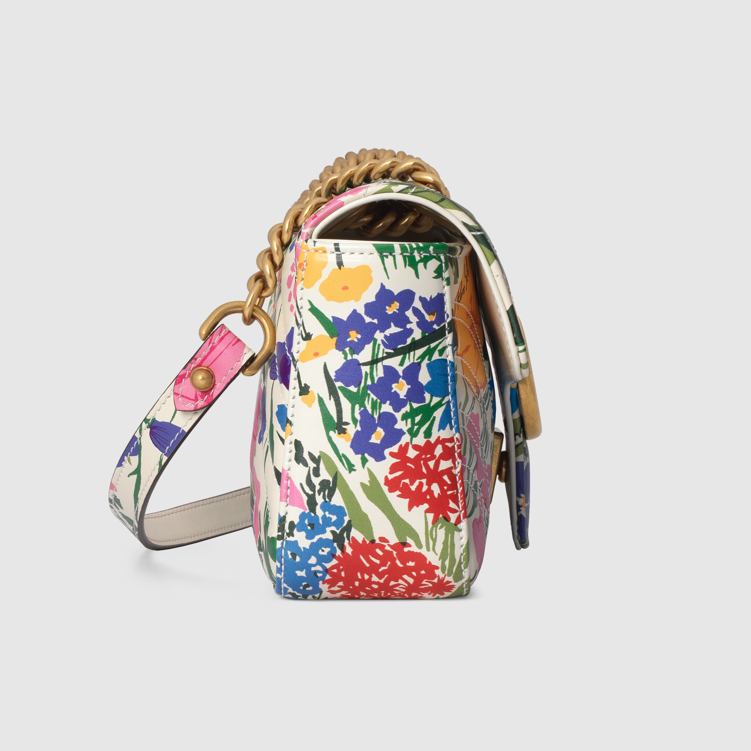 White Online Exclusive Ken Scott print GG Marmont mini shoulder bag
