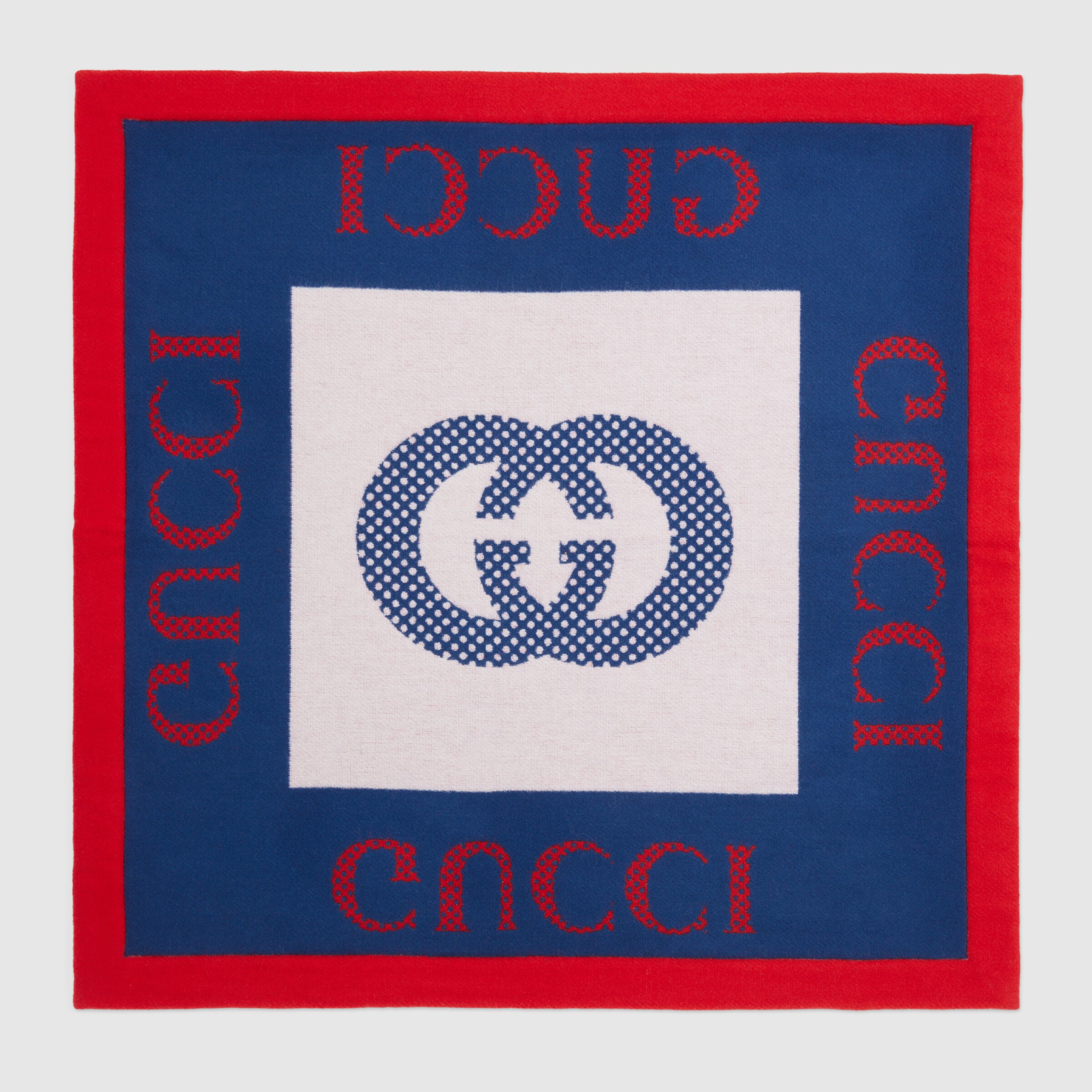 Baby Gucci Logo Wool Blanket In Blue & Red GUCCI® US