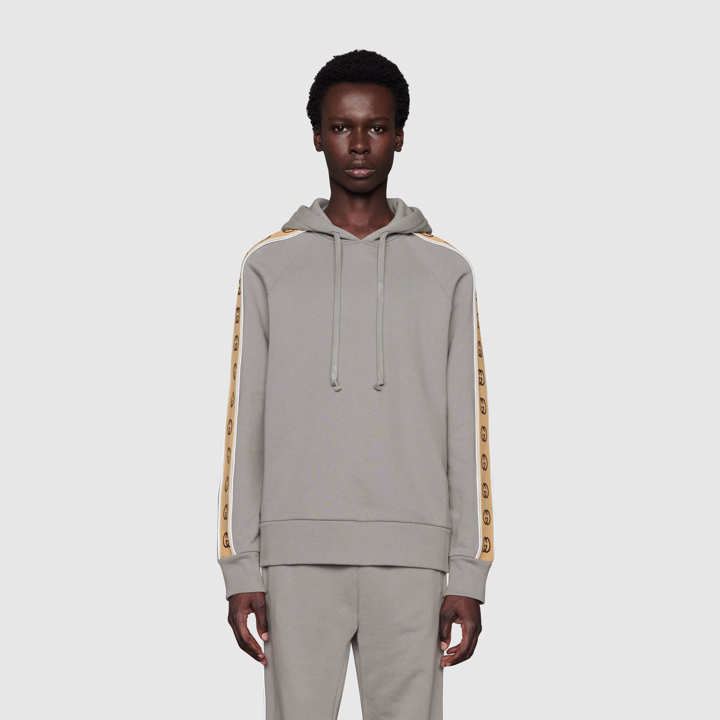 Cotton jersey hooded sweatshirt in grey | GUCCI® US