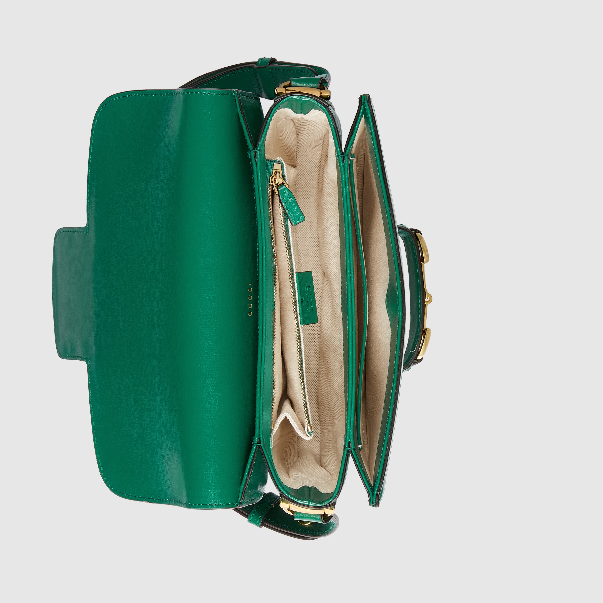 Gucci Horsebit 1955 small shoulder bag in green and emerald leather