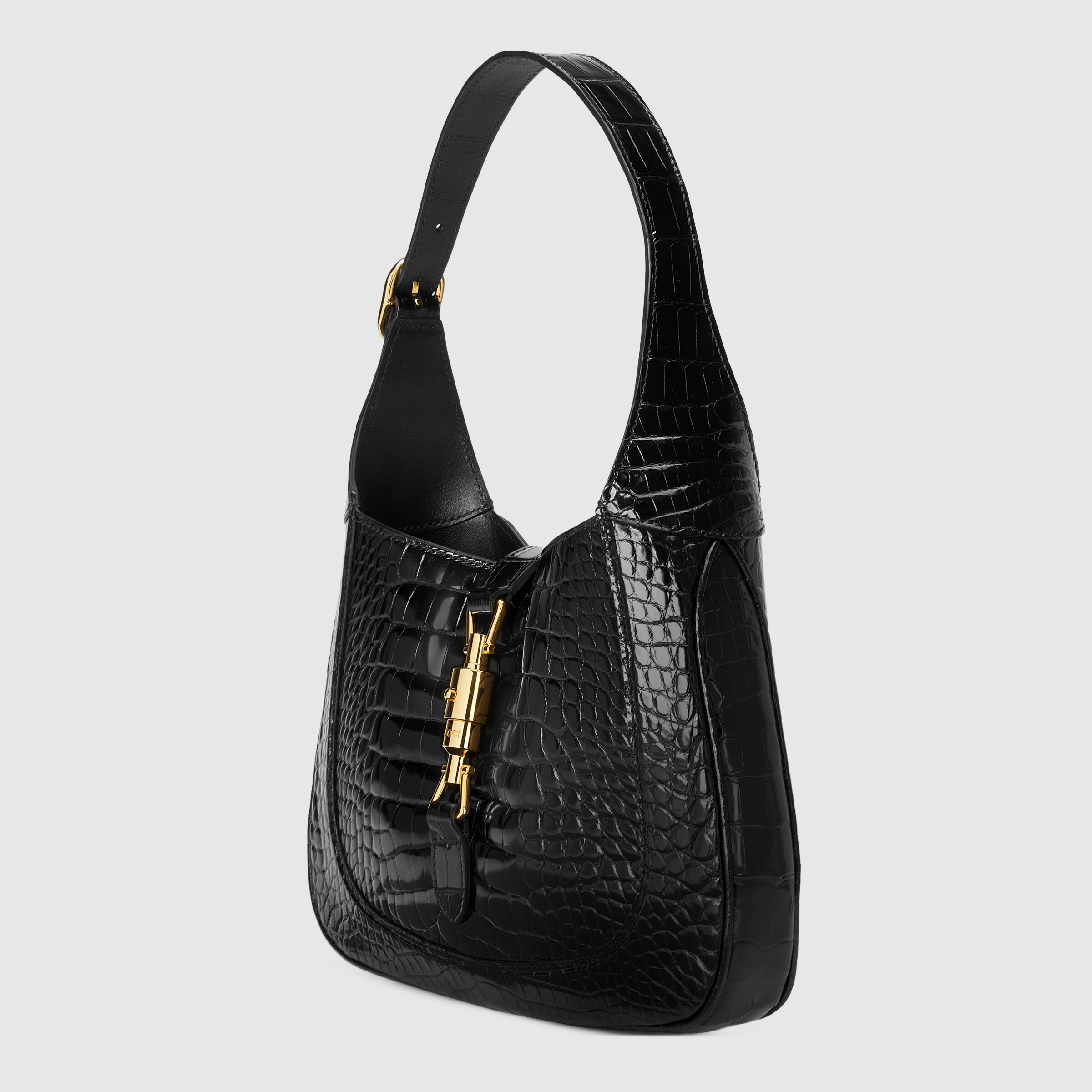 Jackie 1961 crocodile small shoulder bag in black crocodile GUCCI® UK