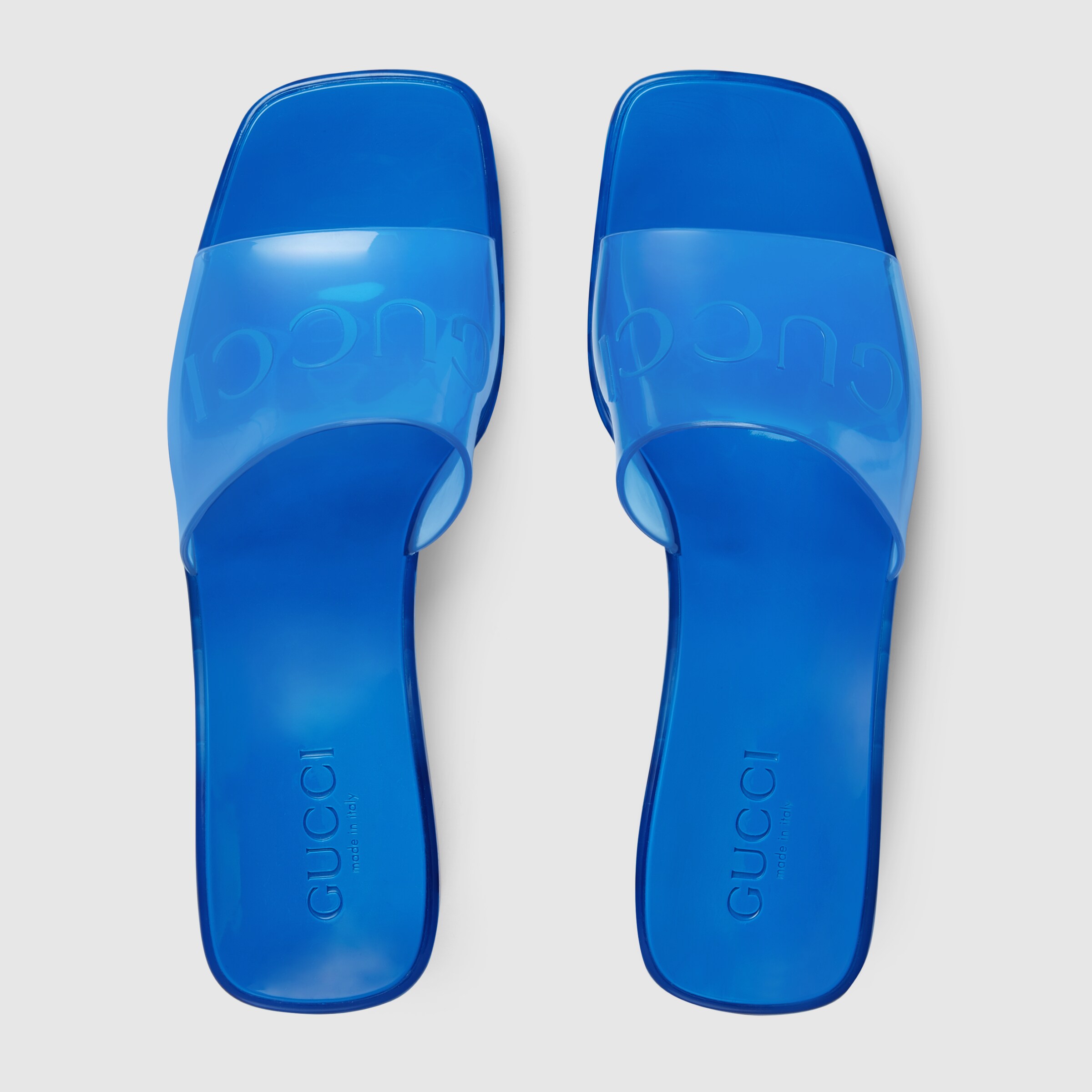 gucci rubber slide blue