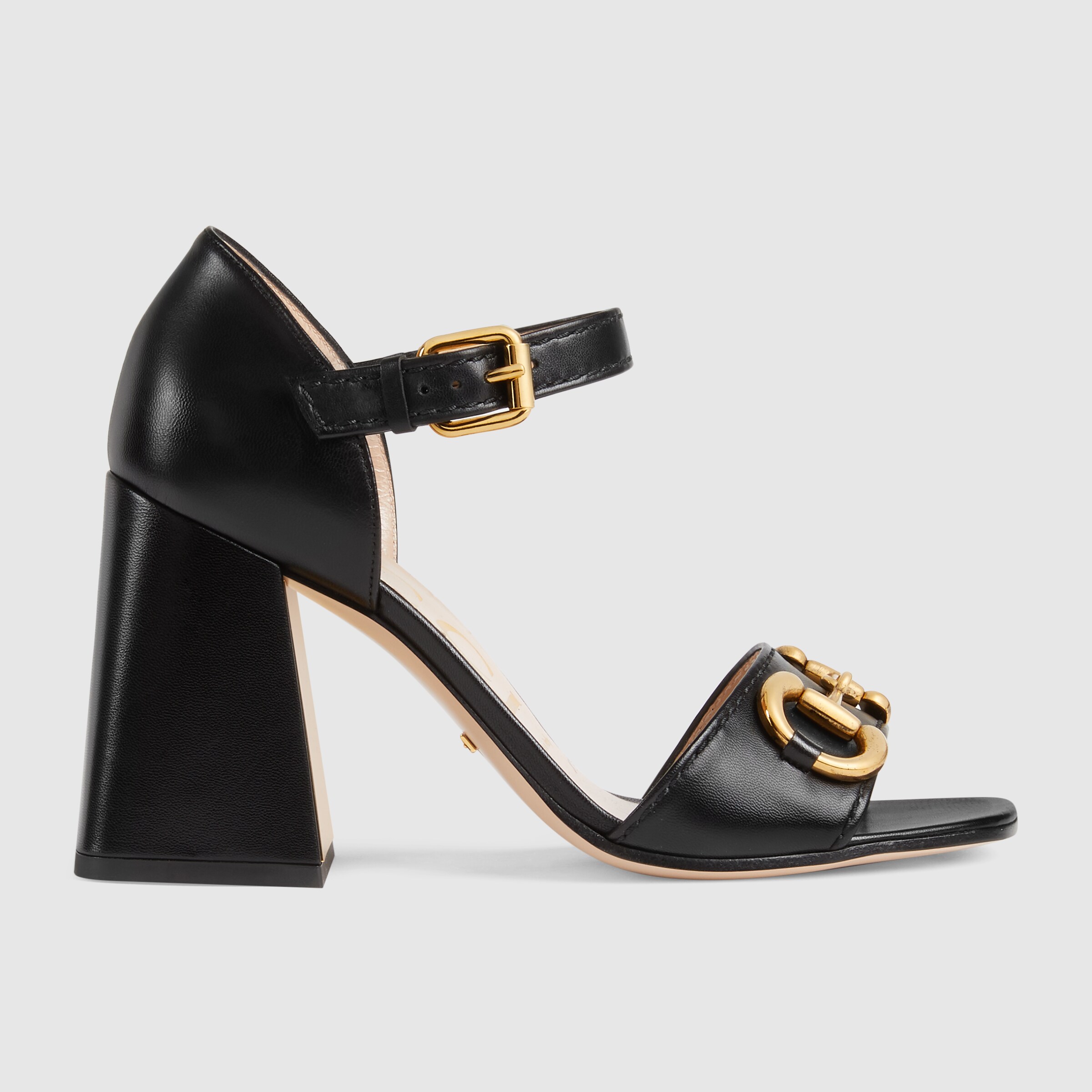 Women's sandal with Horsebit in black leather | GUCCI® US