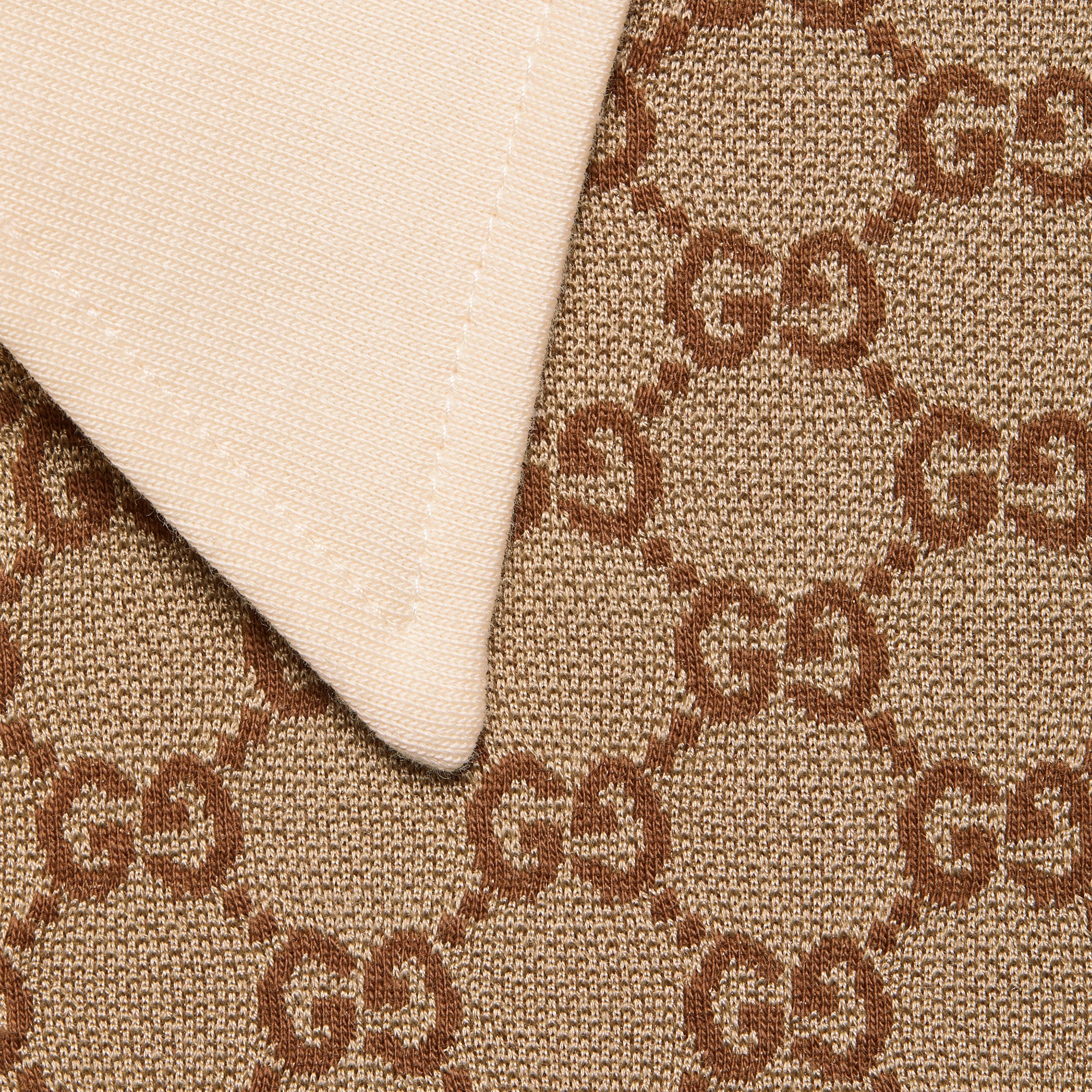 Gg Silk Cotton Jersey Jacquard Polo In Beige And Ebony Gucci® Us