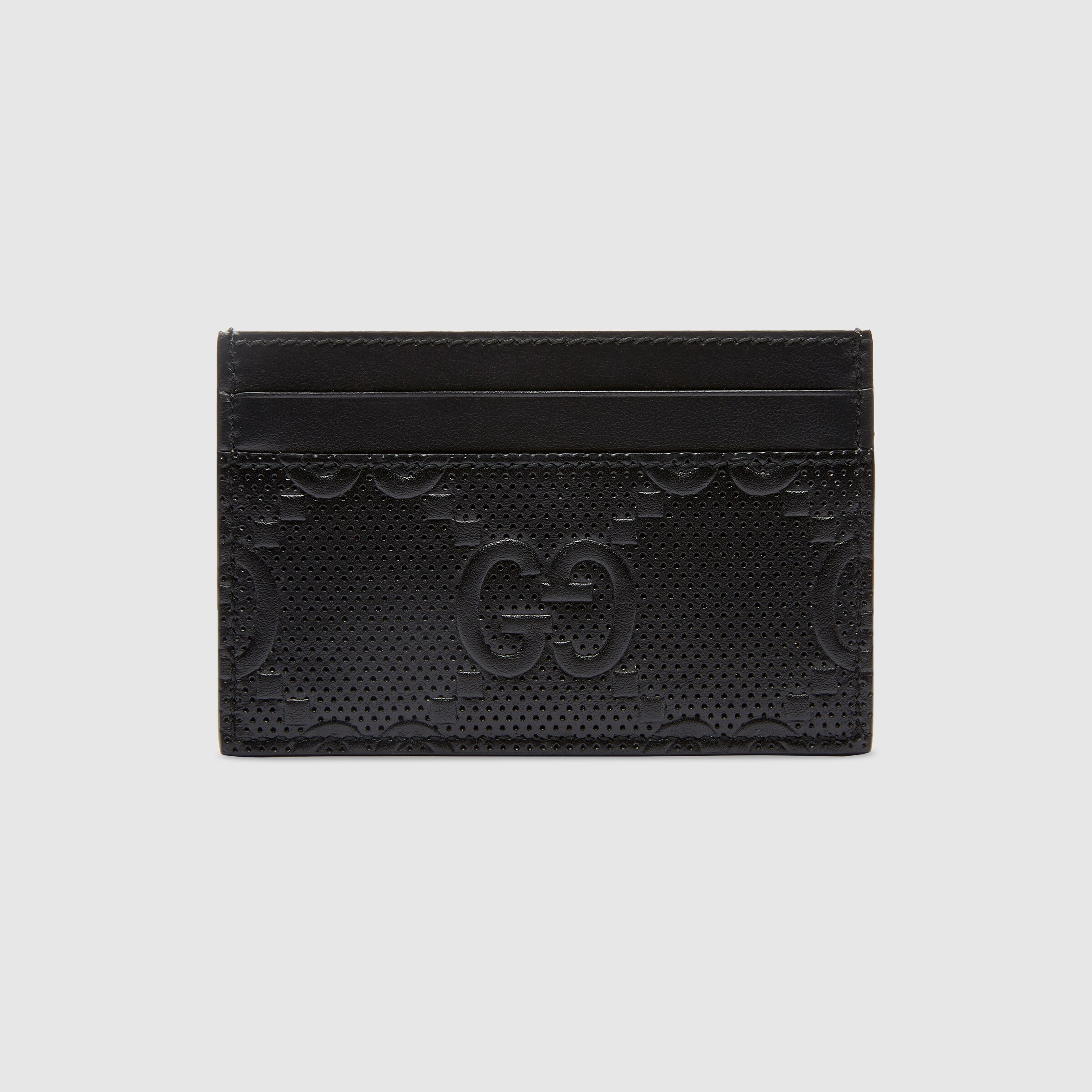 GG embossed card case in black leather | GUCCI® US