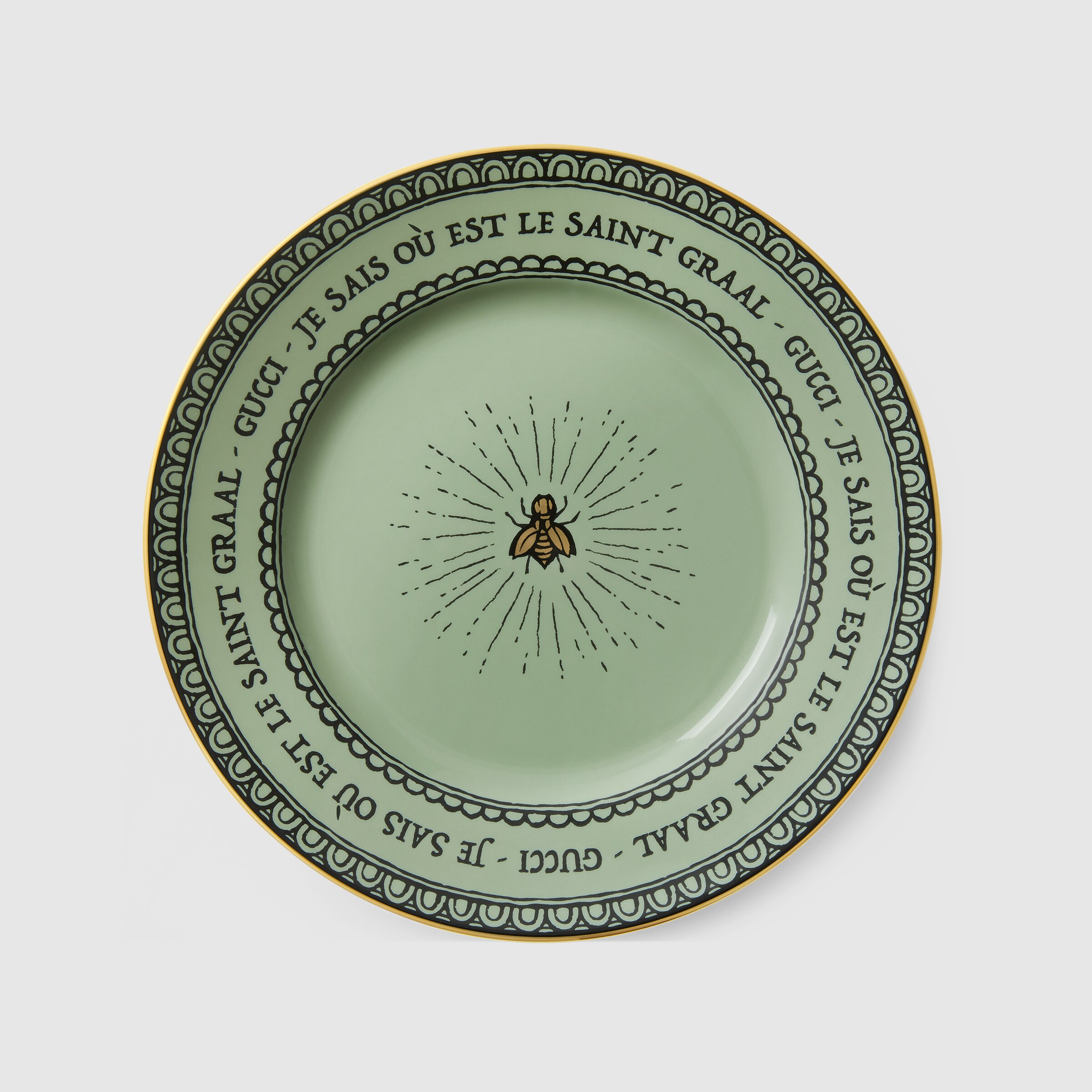 Gucci bee dessert plate, set of two in light green Richard Ginori