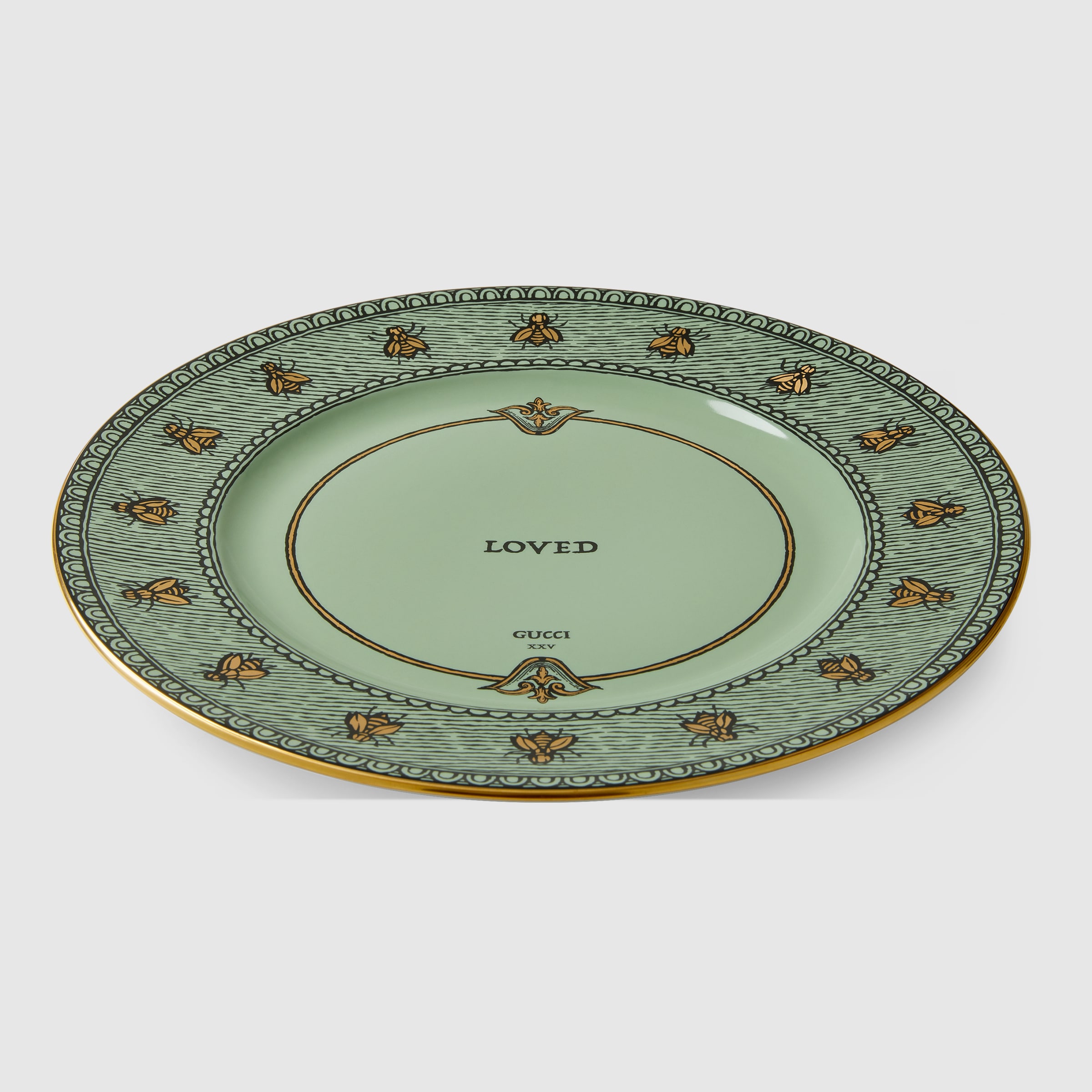 Gucci bee charger plate, set of two in light green Richard Ginori porcelain GUCCI® TH