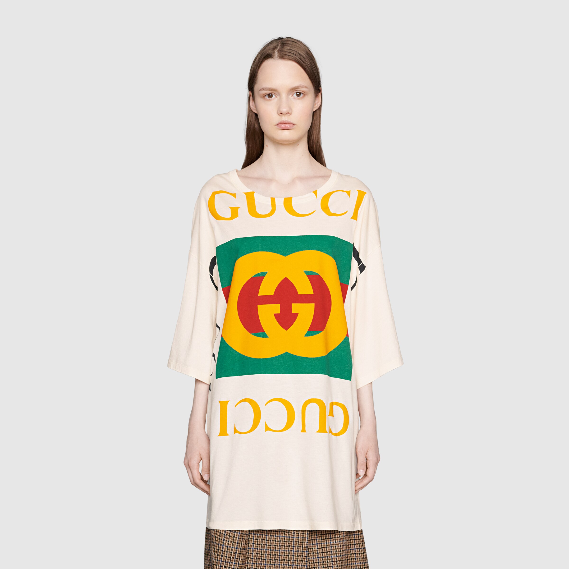 OffWhite Cotton Oversize TShirt With Gucci Logo GUCCI® NL