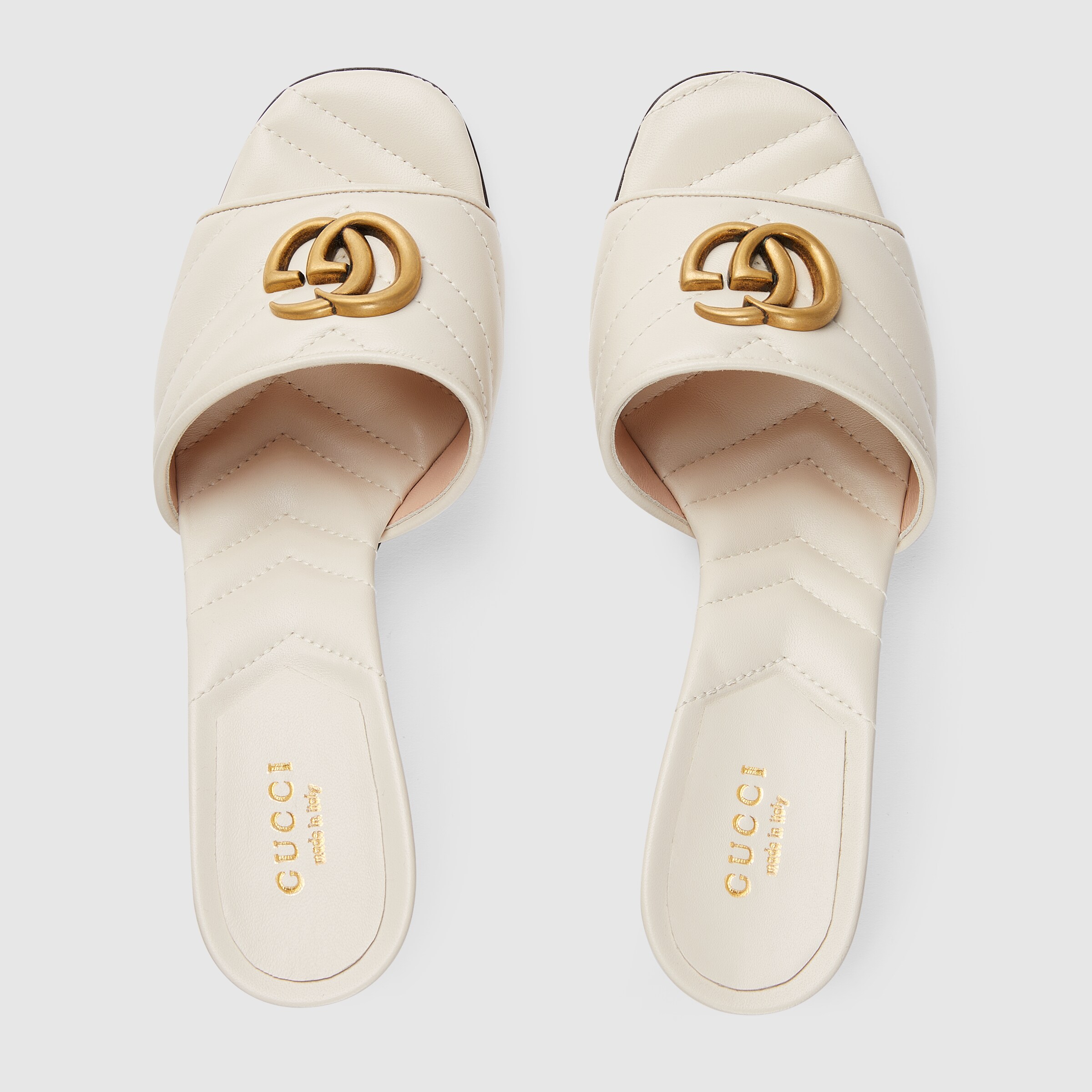 Women's Double G slide sandal in white leather GUCCI® BE