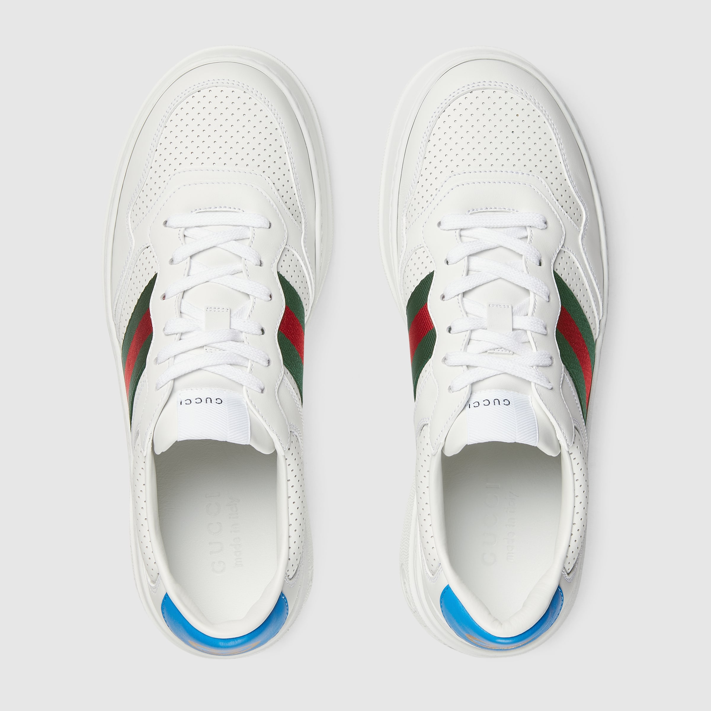 Men's sneaker with Web in white leather | GUCCI® US