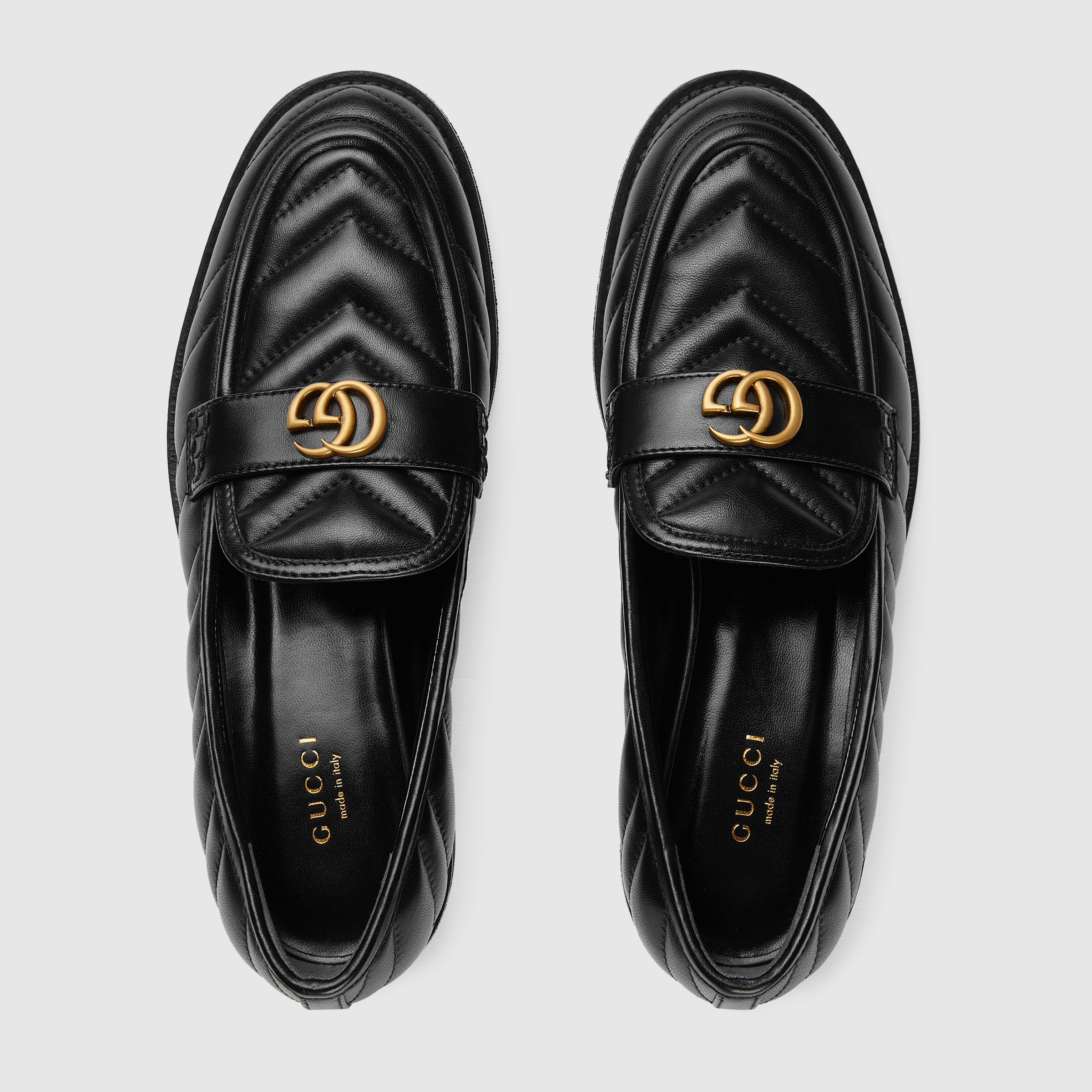 Women's loafer with Double G in black leather | GUCCI® US