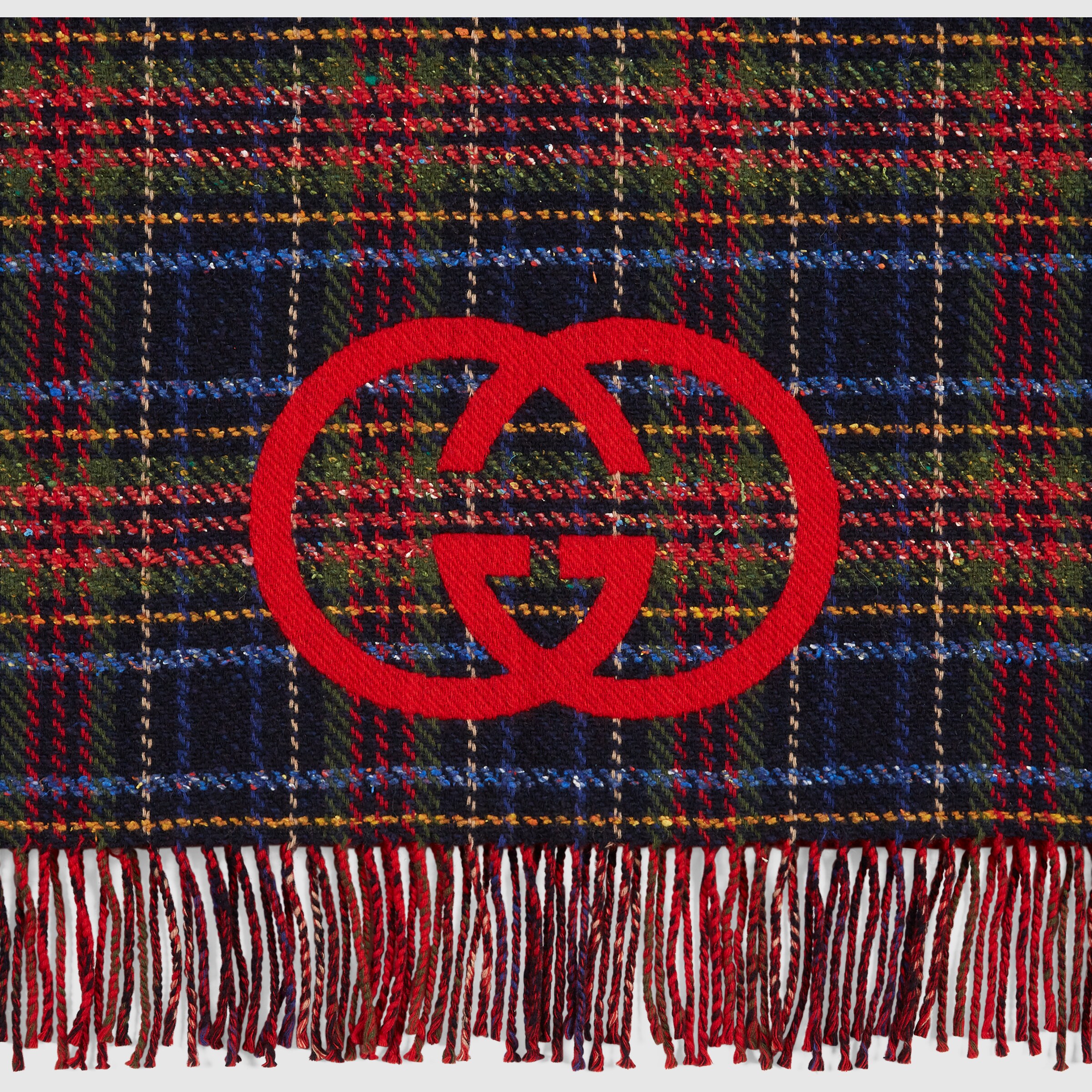 Wool blanket with Interlocking G in blue GUCCI® US