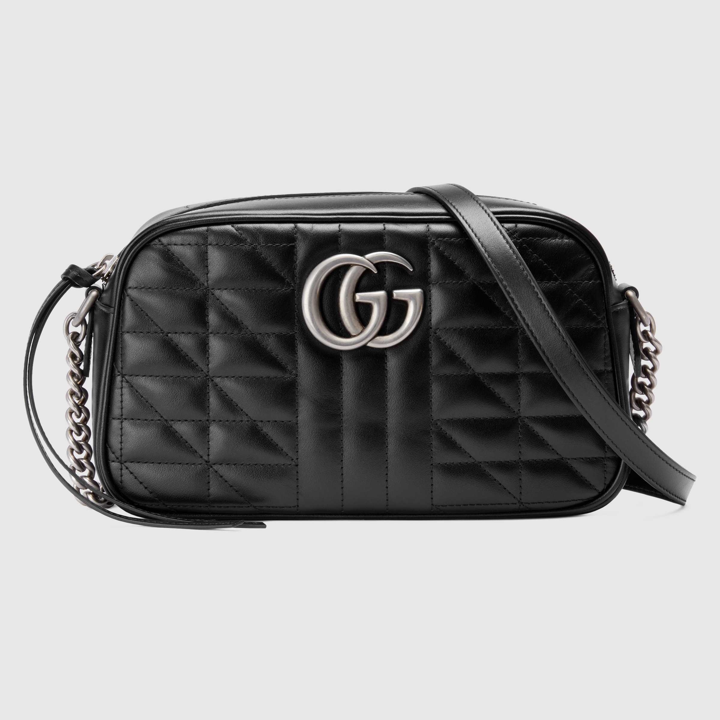 GG Marmont small shoulder bag in black leather | GUCCI® US