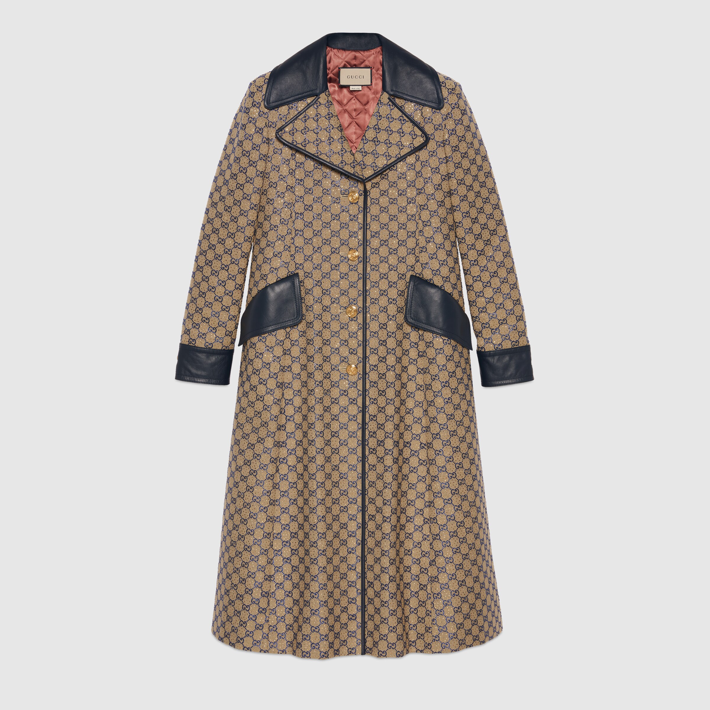 Mantel aus GG Canvas mit Kristallen in blau und beige GUCCI® DE