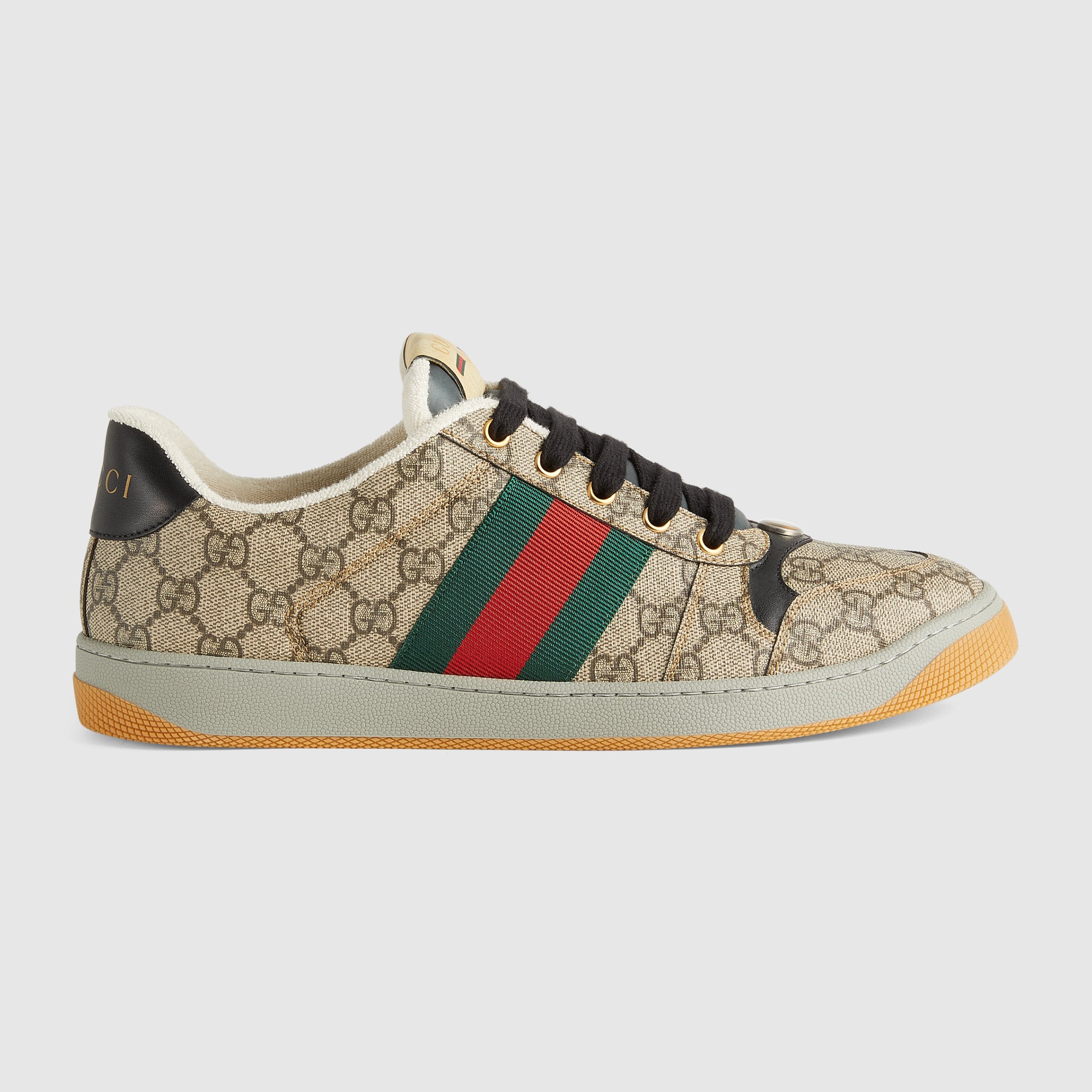 Men's Screener sneaker in beige and ebony GG Supreme | GUCCI® US