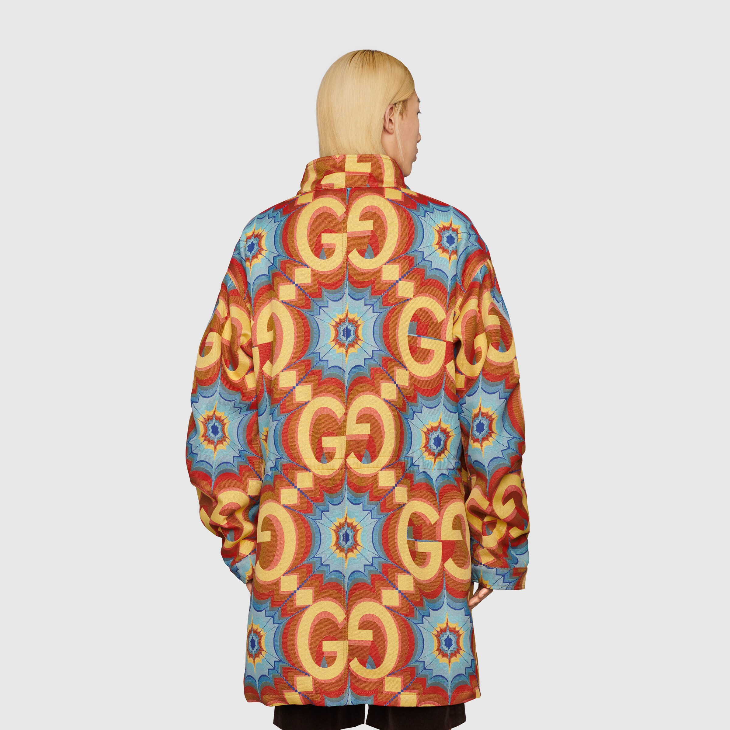 GG kaleidoscope jacquard jacket in orange and yellow | GUCCI® BG