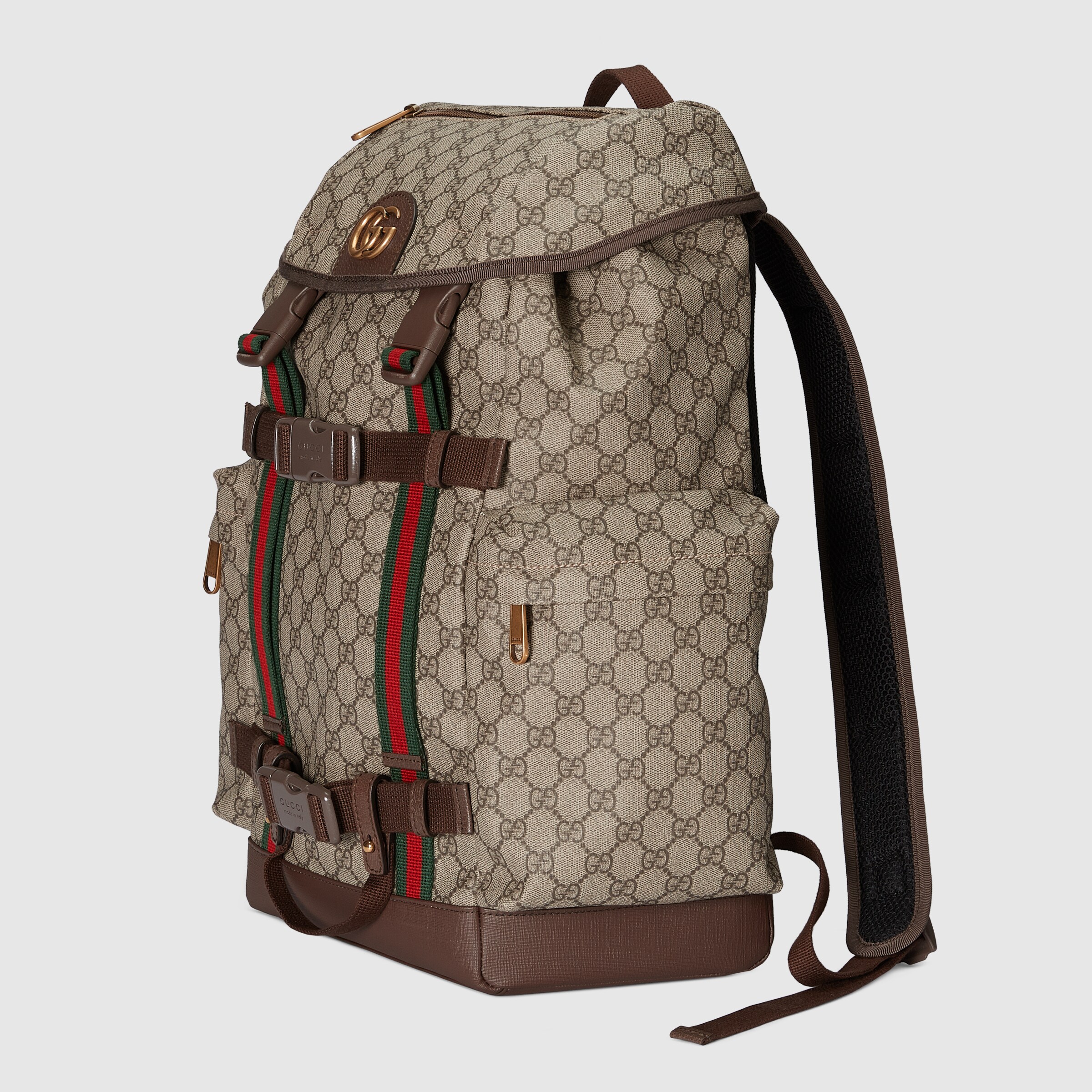 GG skateboard backpack with  in beige and ebony Supreme GUCCI