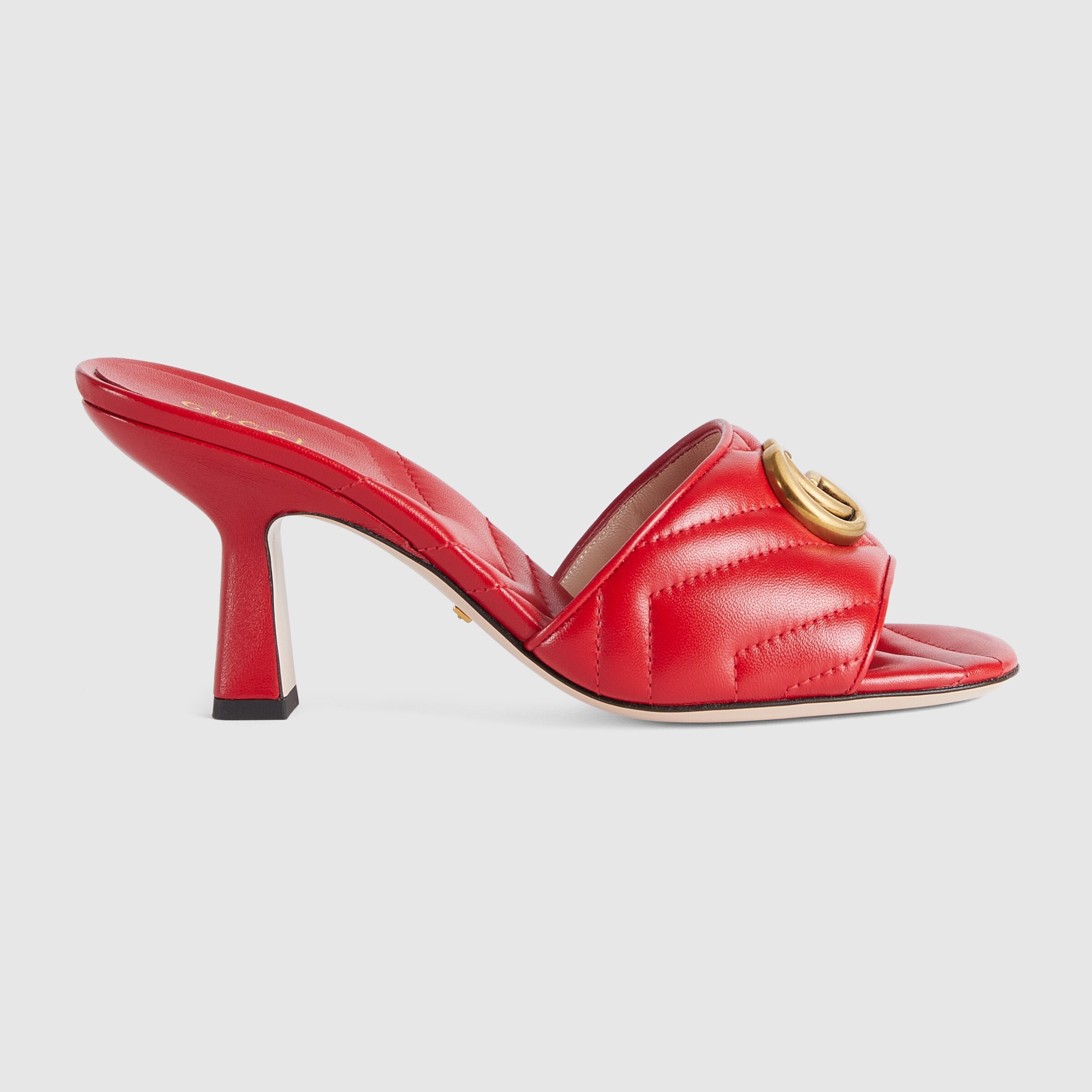 Women's Double G slide sandal in red leather GUCCI® US