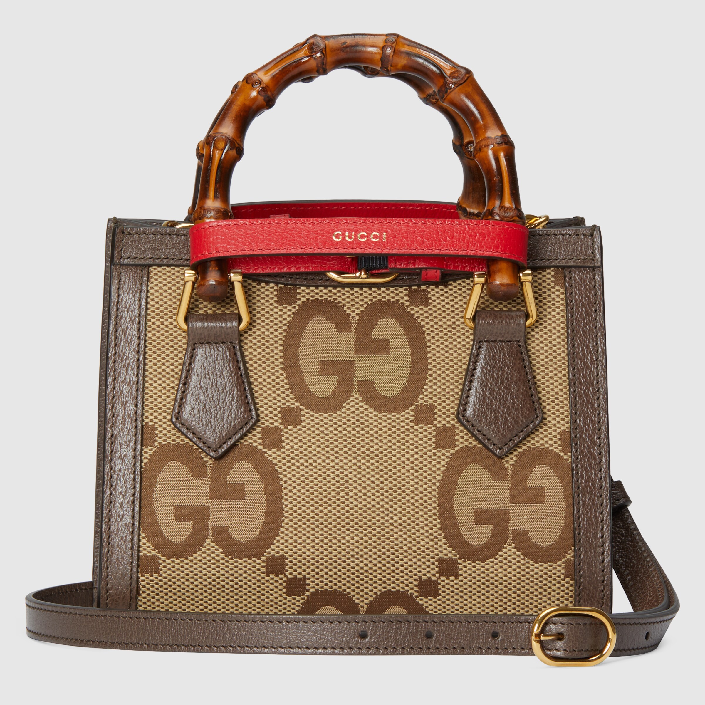 Gucci Diana jumbo GG mini tote bag in camel and ebony canvas | GUCCI® UK